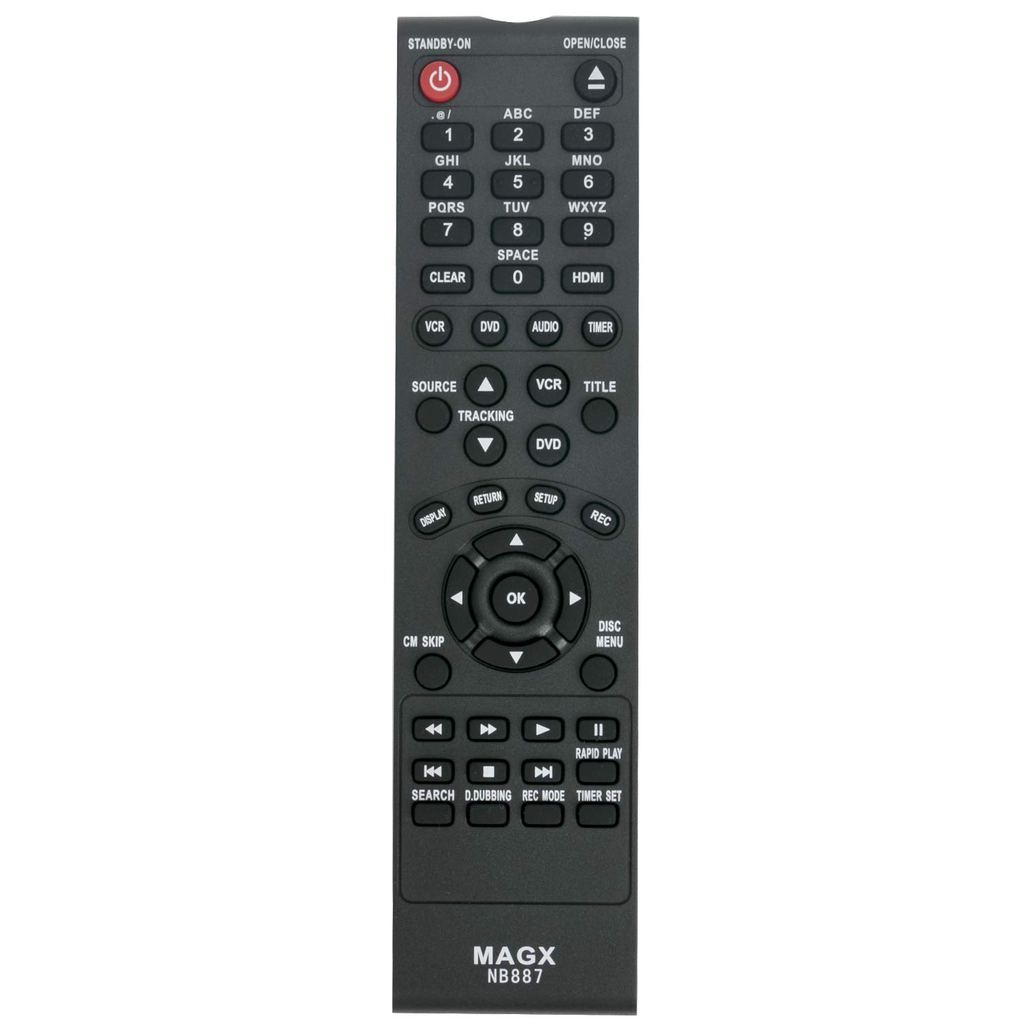Magnavox DVD DVDR VCR Recorder Remote Control Replacement for MDR161V MDR161V/F7 NB887UD NB887UH RZV427MG9 Models - Perfect for Home Theater & Media Playback