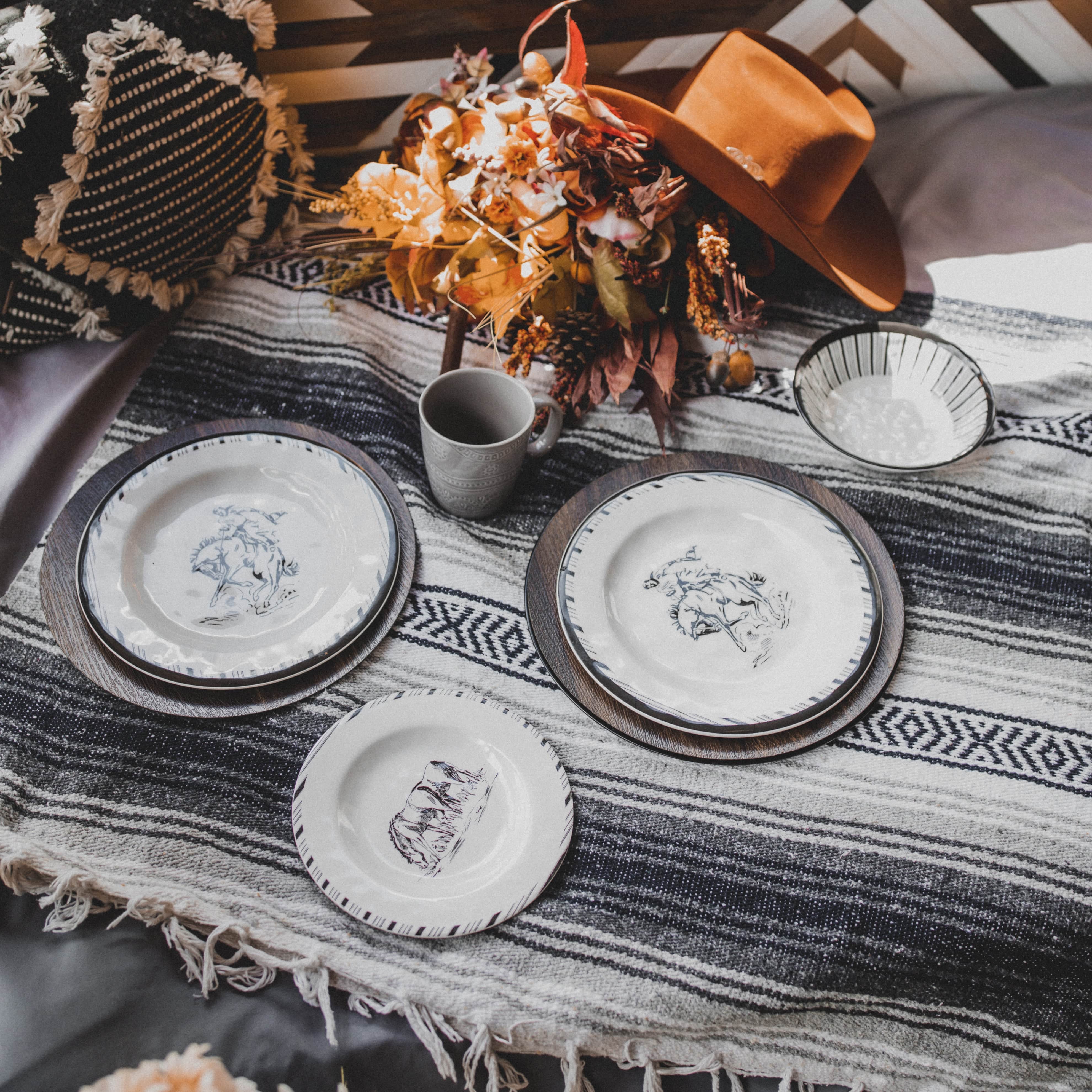 Ranch Life Melamine Salad Plates Set of 4 - Durable Unbreakable Dinner Plates for Outdoor Picnics, BBQs, Camping & Everyday Use