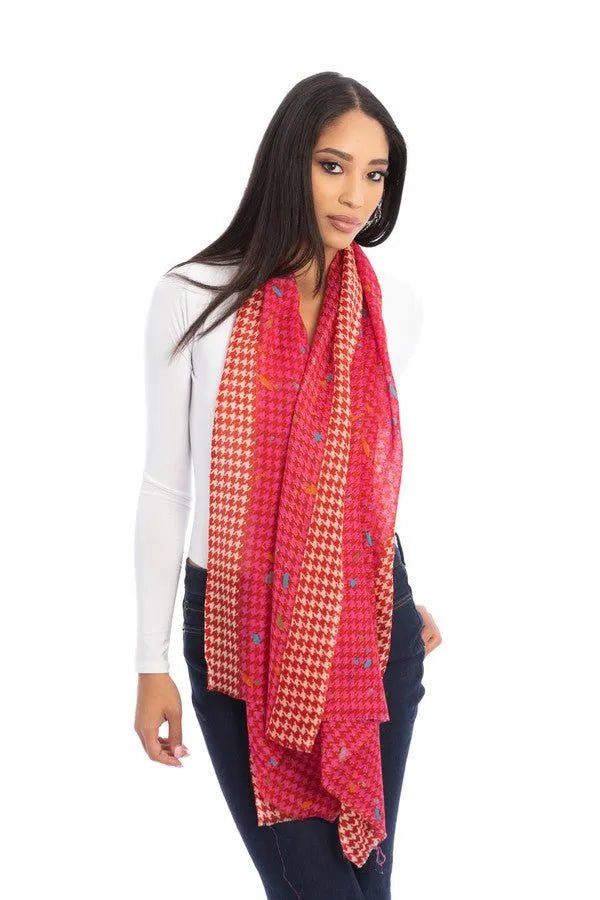 Stylish Houndstooth Print Scarf for Women & Men - Soft Warm Winter Fashion Accessory - Perfect for Office, Travel & Outdoor Activities