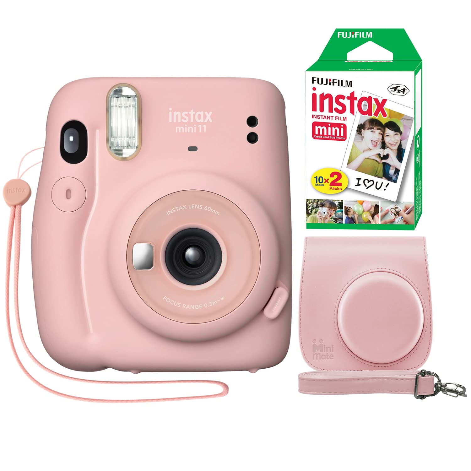Fujifilm Instax Mini 11 Instant Camera in Blush Pink with Minimate Custom Case & 20 Sheets Twin Pack Film - Perfect for Travel, Parties, and DIY Photo Albums