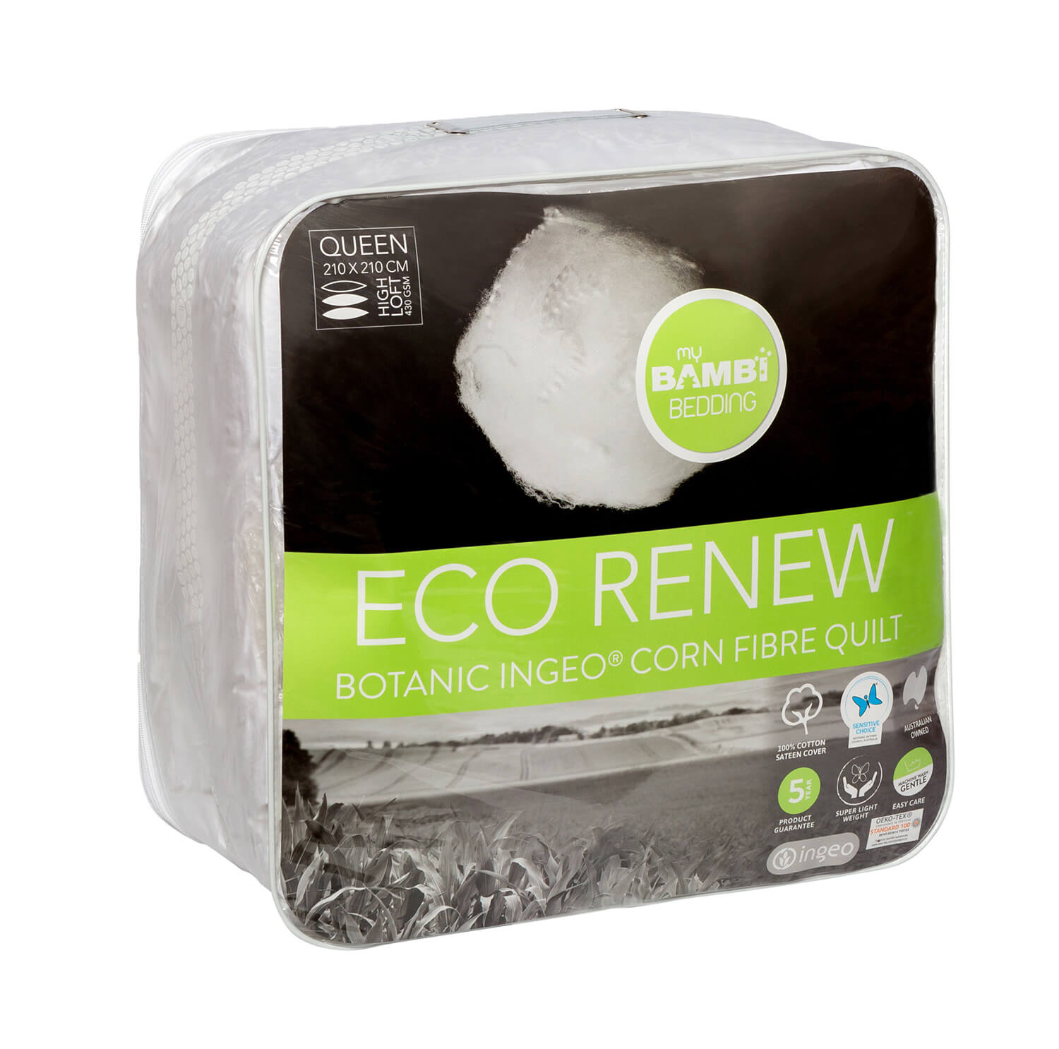 Ecorenew Ingeo Quilt by Bambi - Eco-Friendly Biodegradable Bedding Set for Adults & Kids - Perfect for Home, Travel & Camping Comfort