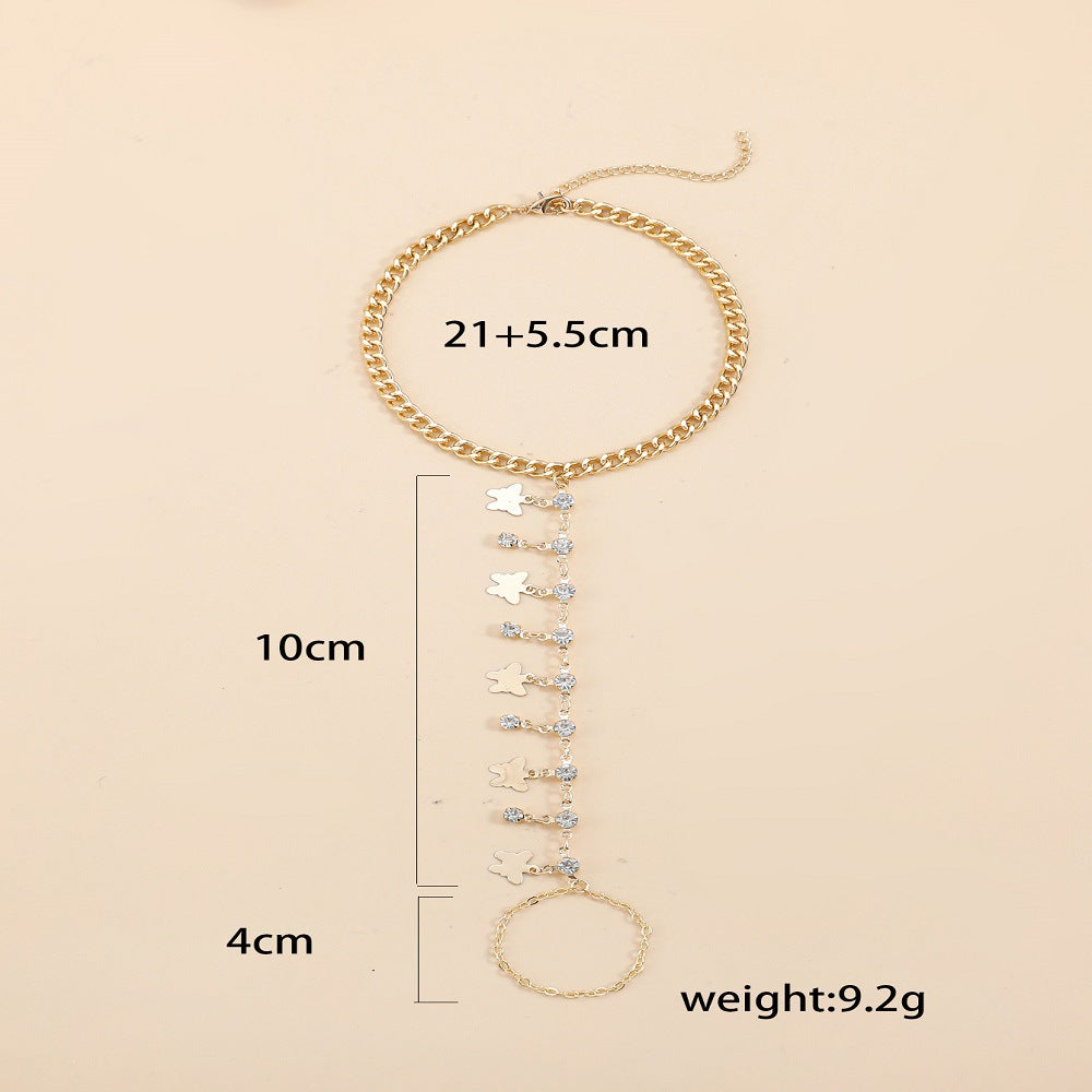 Elegant Gold Butterfly Rhinestone Ankle Bracelet Chain for Women | JL0029 | Perfect for Beach, Summer Outfits & Boho Fashion Accessories