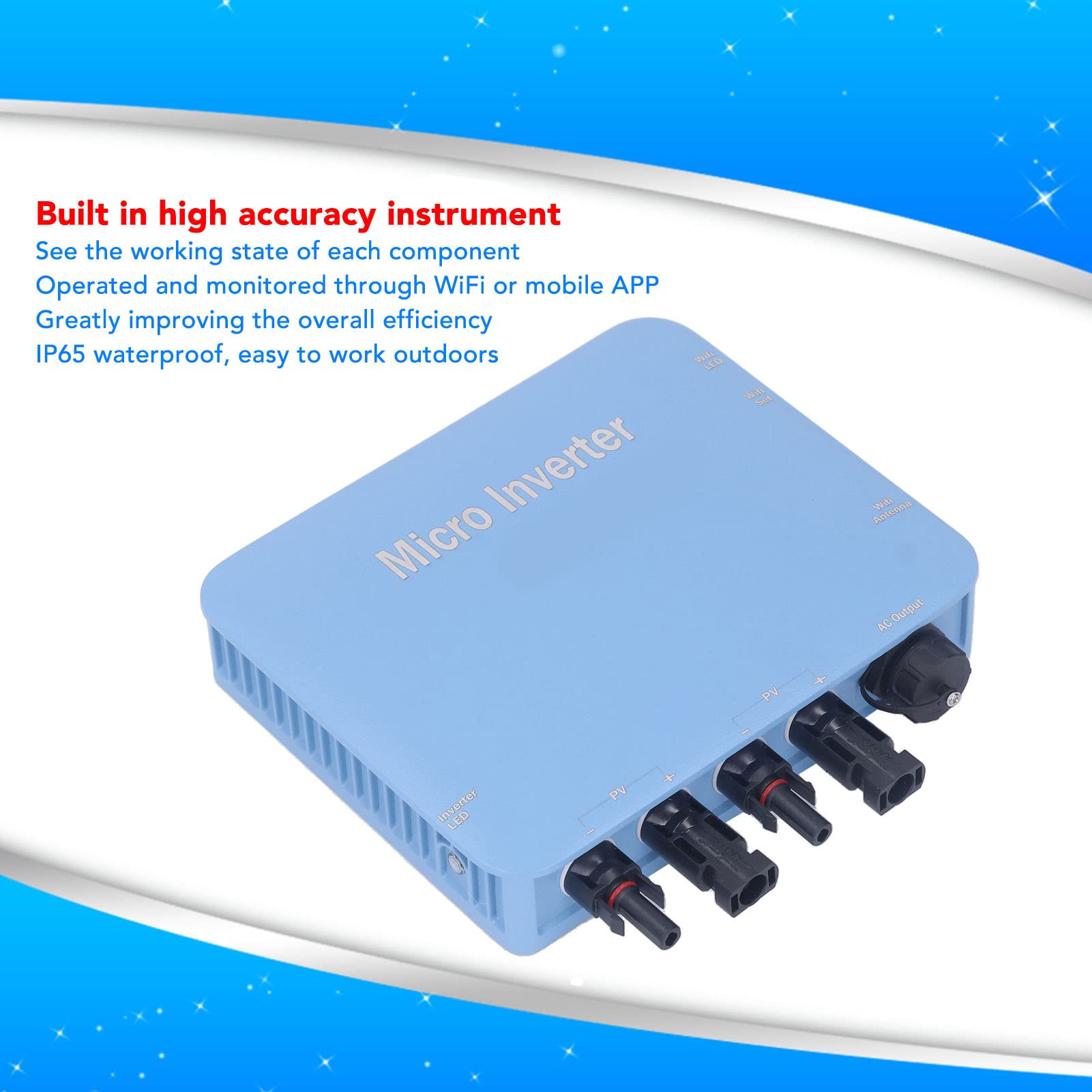 120V 230V Solar Grid Tie Micro Inverter - IP65 Waterproof, Pure Sine Wave, MPPT Technology (20V-60V Input, 80V-280V Output) - Perfect for Home Solar Systems & Off-Grid Power Solutions