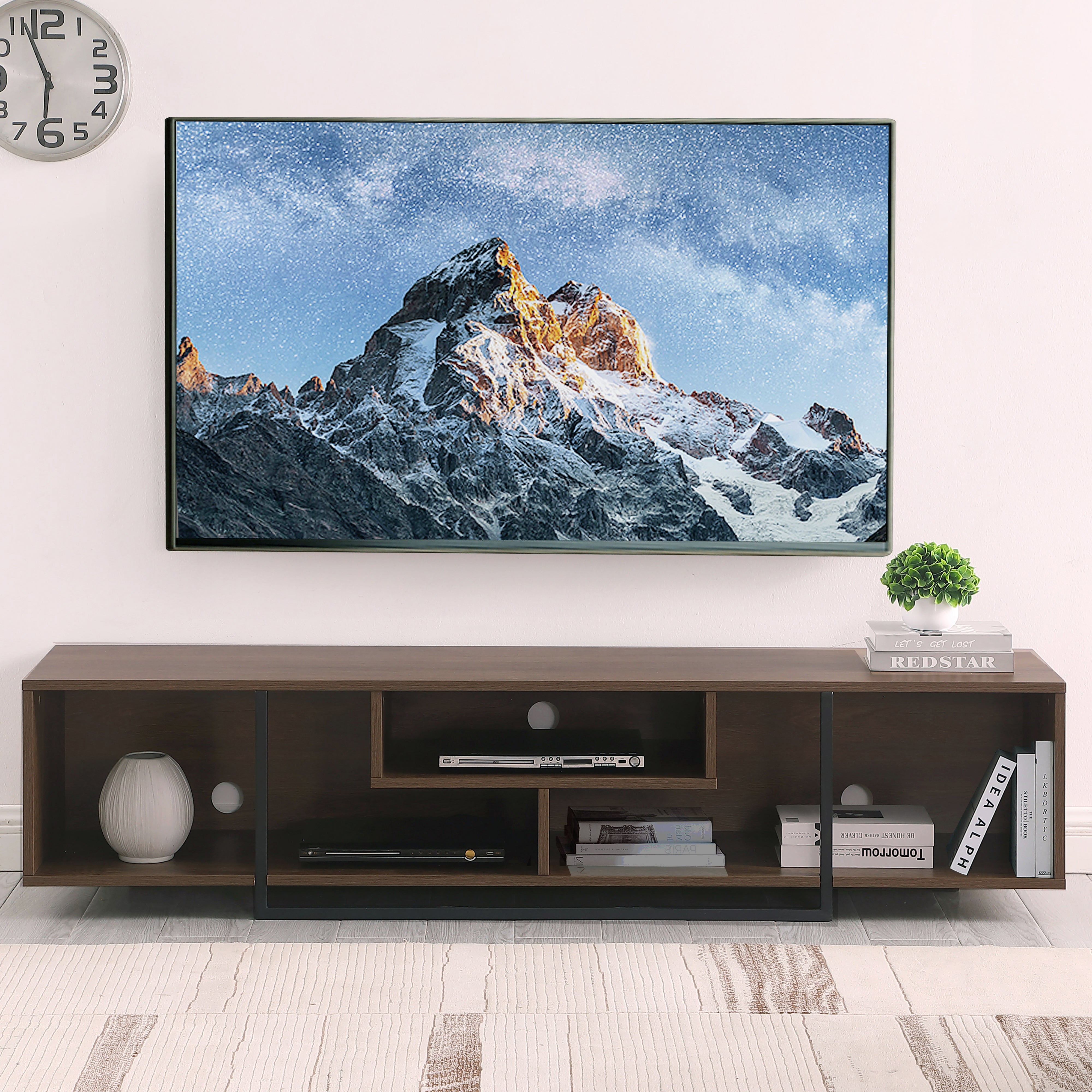Tauris™ Vader 1800 Dark Oak Open Style Entertainment Unit TV Cabinet - Modern Media Console for Living Room Home Theater Setup