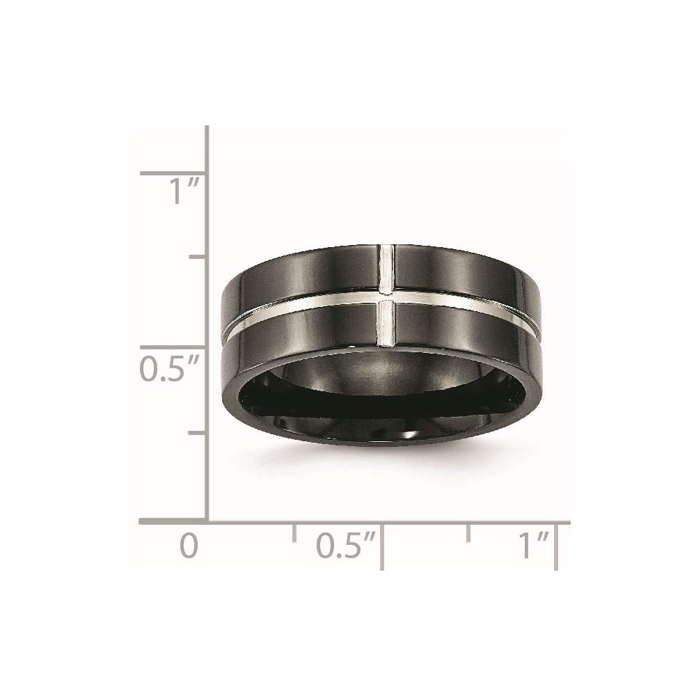 Titanium Black Ion Plated Grooved Comfort Ring for Women - Durable & Hypoallergenic Fine Jewelry - Perfect Gift for Her, Anniversary, Birthday & Special Occasions