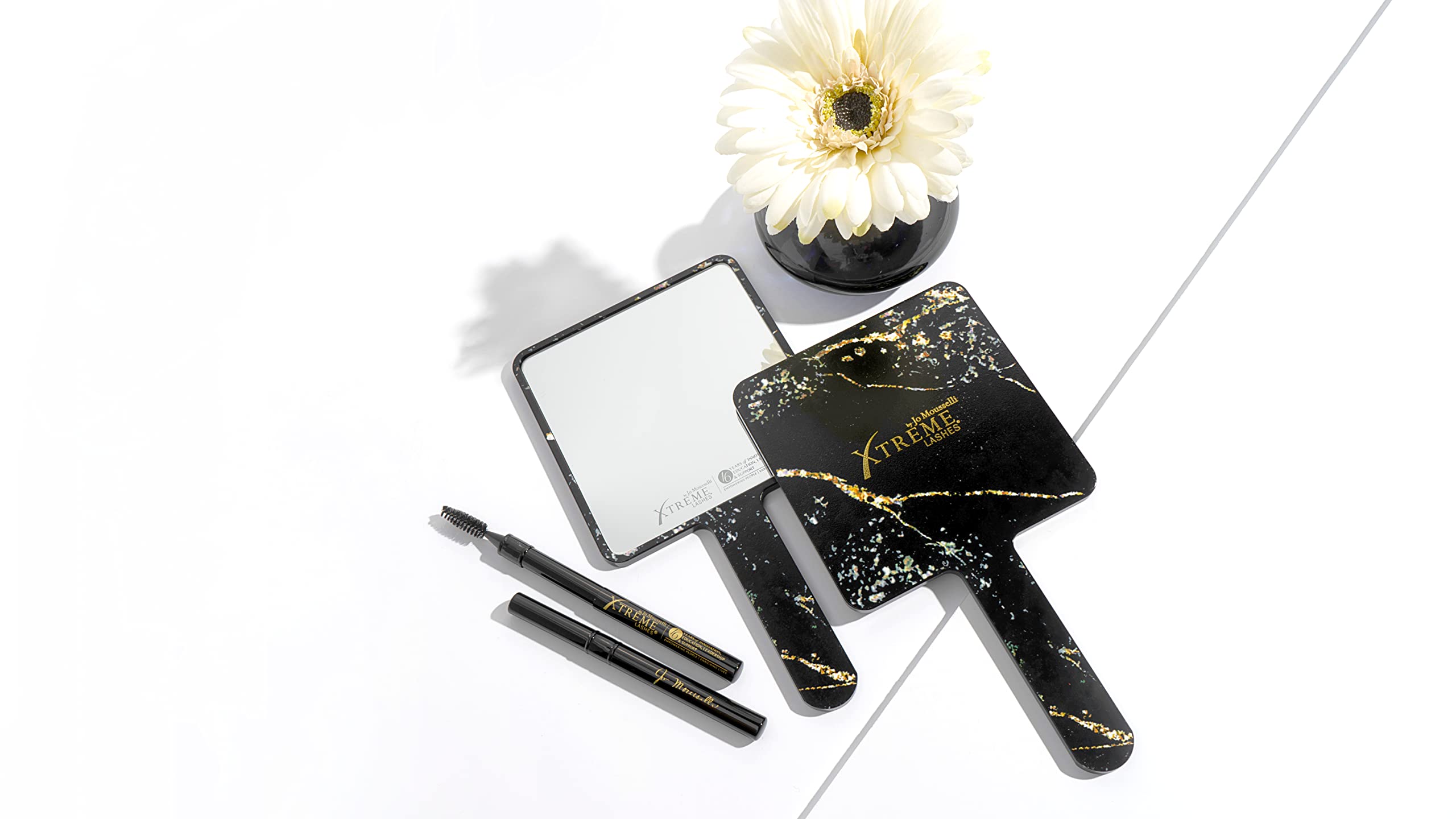 Xtreme Lashes 16 Year Anniversary Limited Edition Set - 1 Handheld Mirror & Signature Lash Wand for Professional Eyelash Extension Application & Makeup Touch-Ups