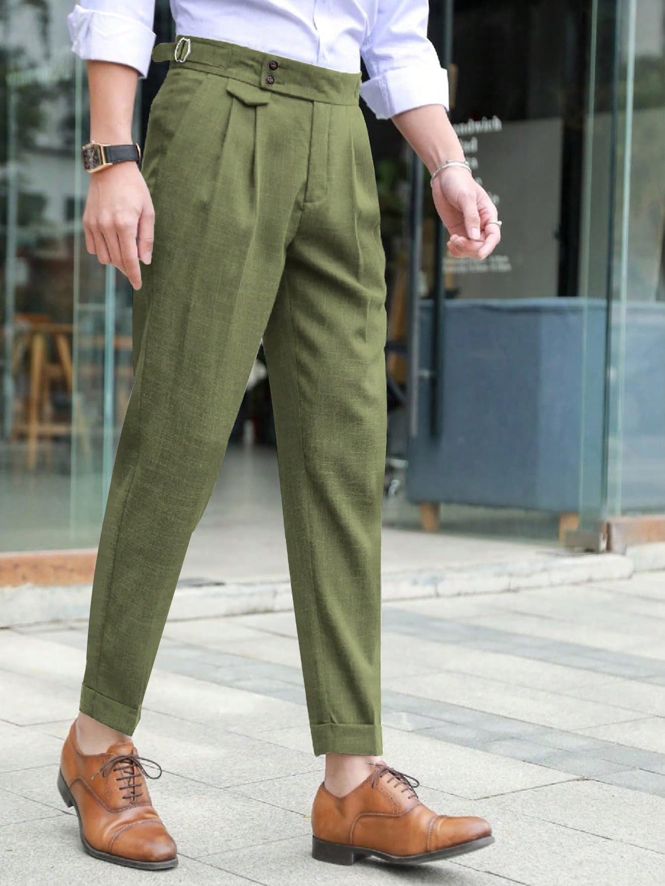 Floerns Men's Classic Fit Flat Front Dress Pants - Business Office Trousers for Work, Formal Events & Professional Occasions