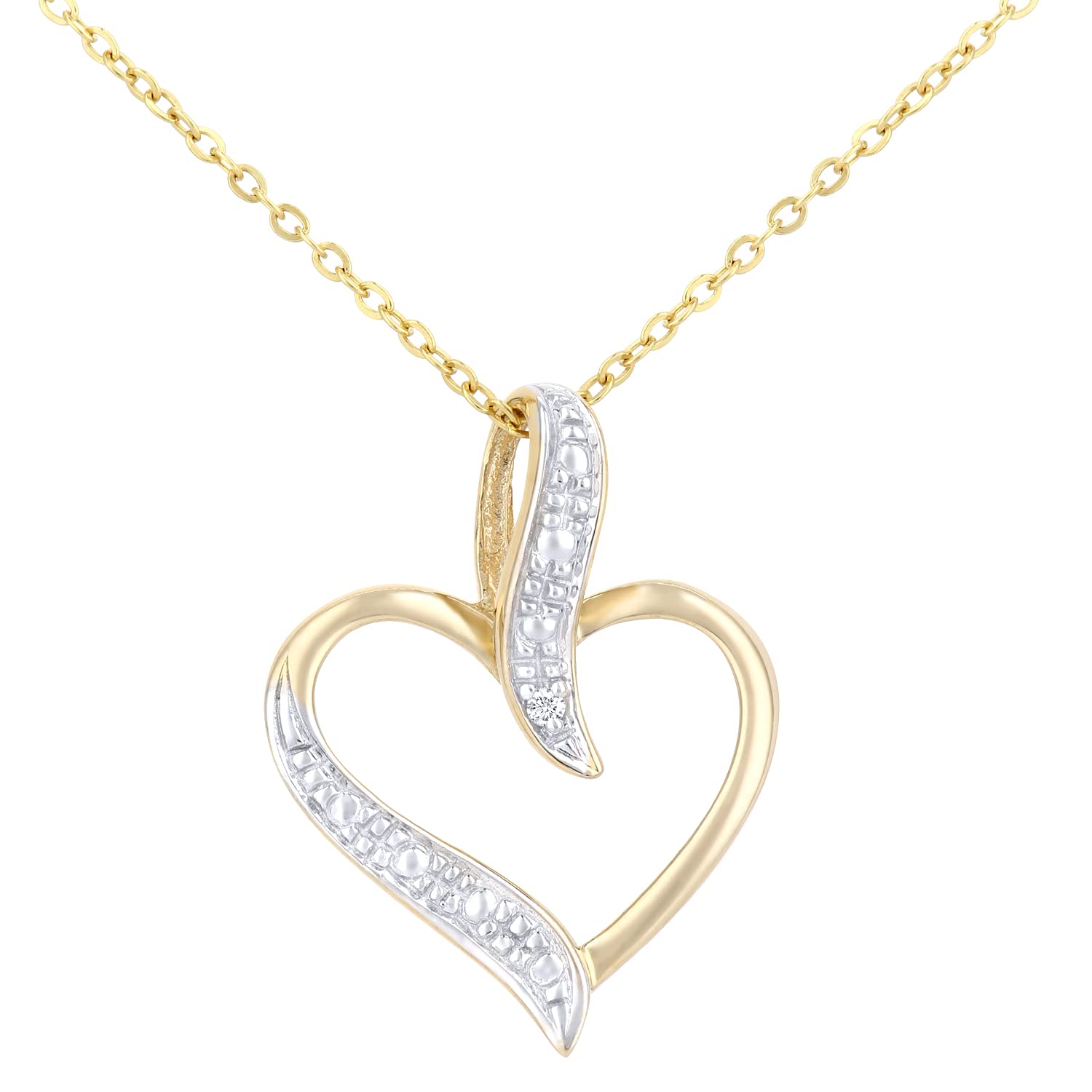 Elegant 9ct Yellow Gold Necklace with Diamond Heart Pendant for Women – Perfect for Valentine's Day, Anniversary & Special Occasion Gifts