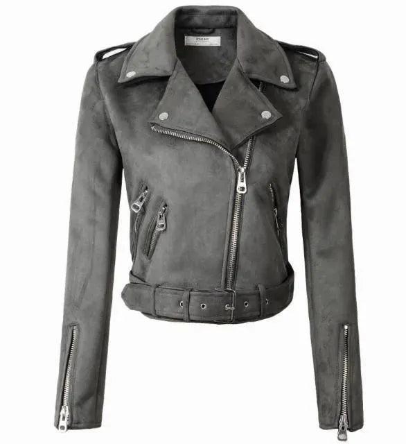 Women's Biker Suede Leather Jacket - Stylish Motorcycle Jacket for Riding & Fashion - Perfect for Casual Outfits, Motorcycle Rides & Night Out