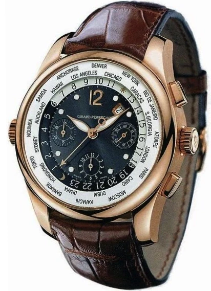 Luxury Girard Perregaux WW.TC Worldtimer Chronograph 18k Gold Men's Watch - Perfect for Business, Travel & Formal Occasions