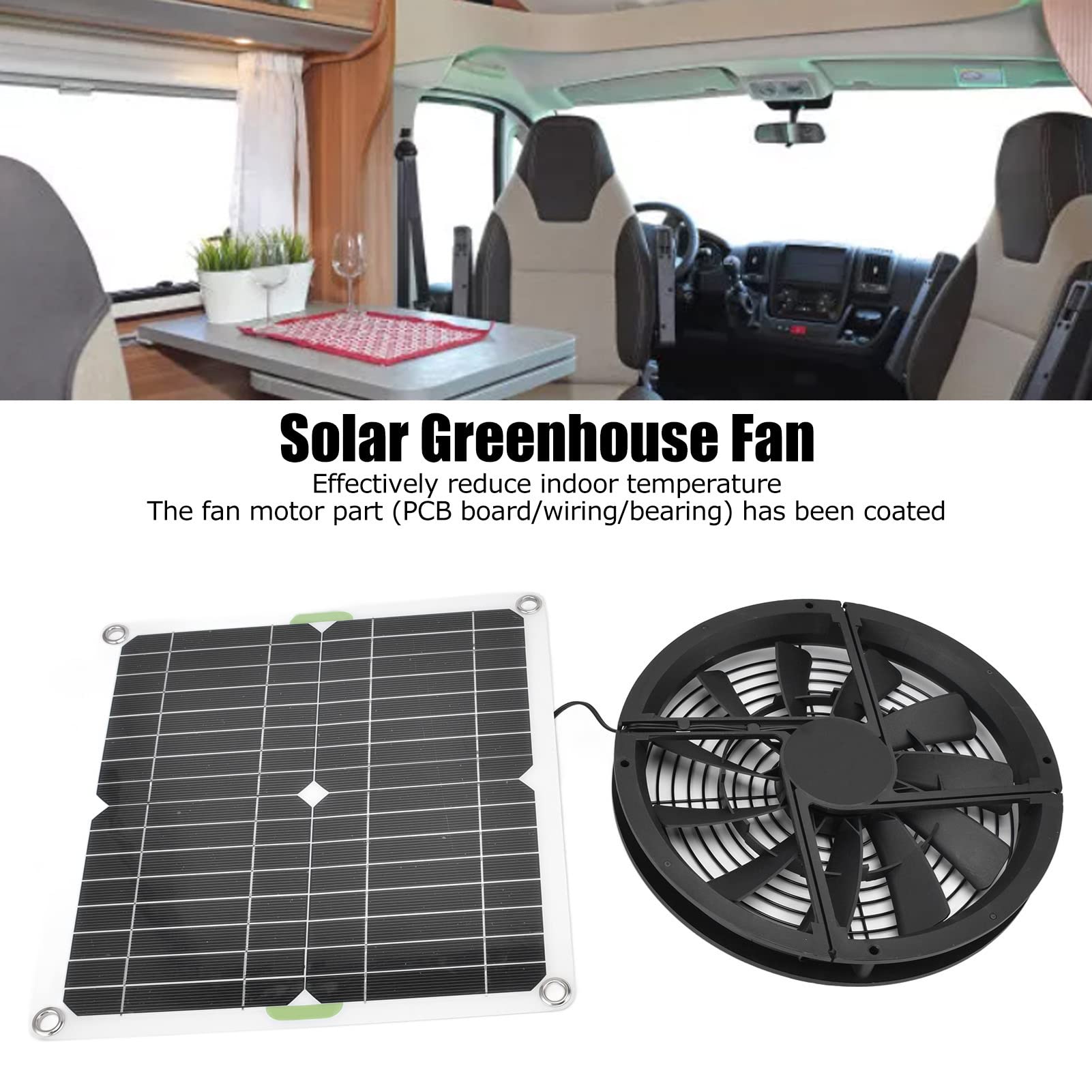 Haofy 10in 100W Solar Panel Fan Kit - Waterproof Solar Powered Exhaust Fan for Chicken Coops, Sheds, Crawl Spaces & Pet Houses - Perfect for Ventilation in Small Spaces, Greenhouses & Window Exhaust