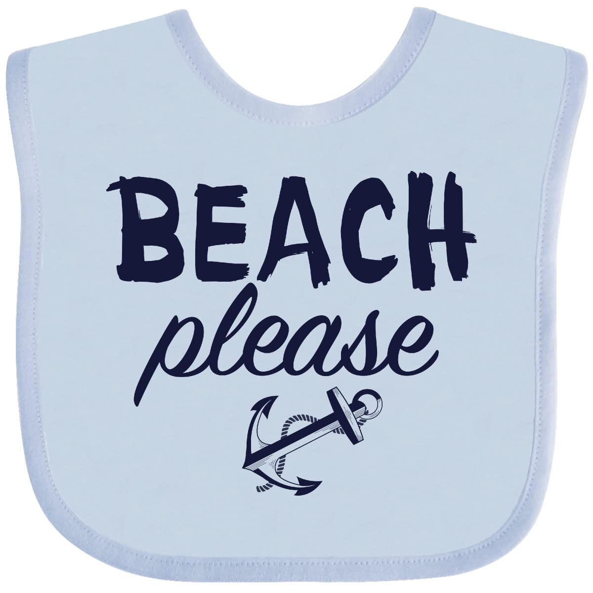 Inktastic Beach Please with Anchor Baby Bib - Soft Cotton Drool Bib for Infants & Toddlers - Perfect for Beach Trips, Outdoor Adventures & Everyday Use