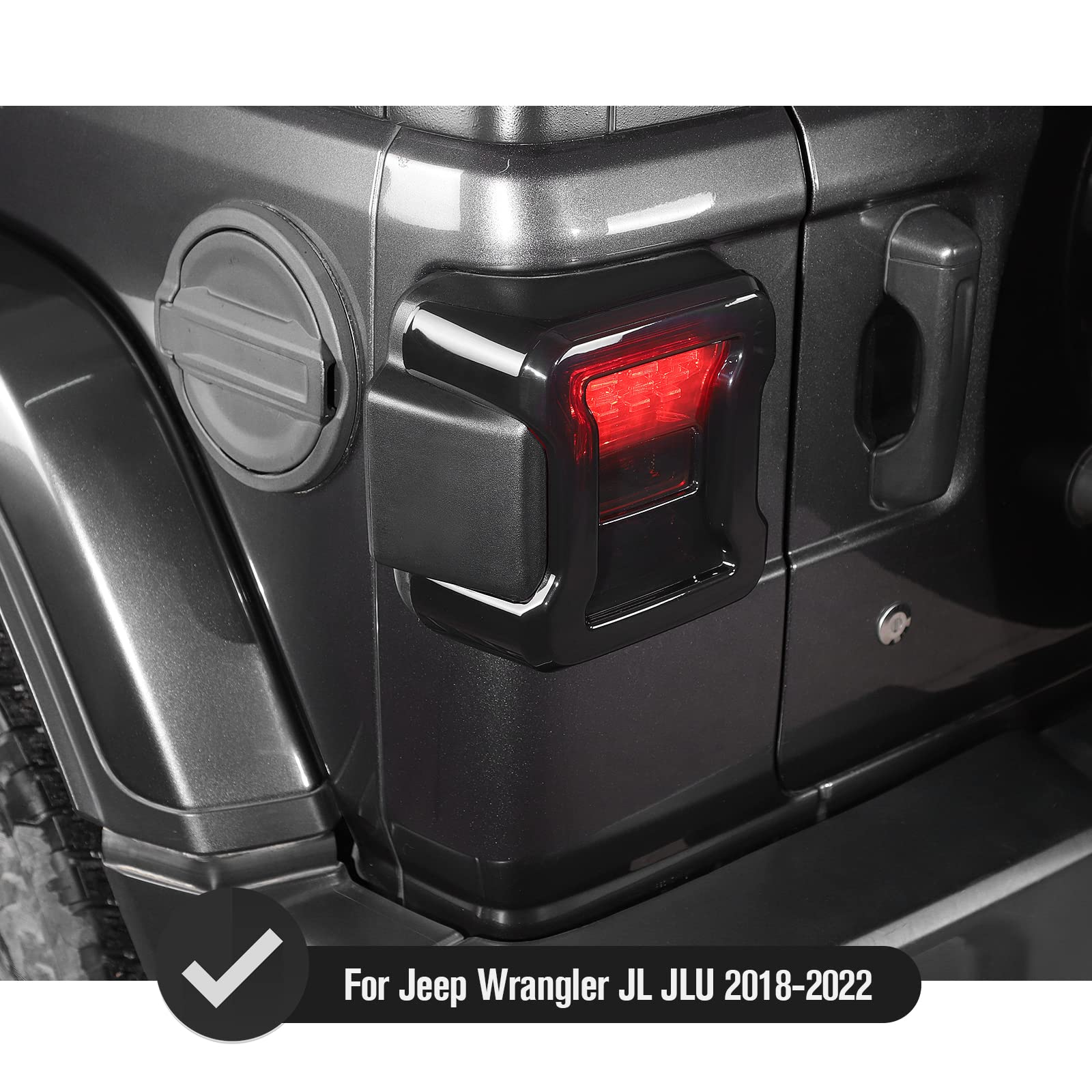 JeCar Smoked LED Tail Light Covers for Jeep Wrangler JL & JLU (2018-2023) - Black Rear Light Guards & Exterior Accessories | Enhanced Style & Protection for Off-Road Adventures & Night Driving