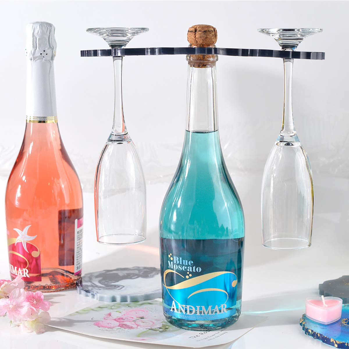 Vilihkc 3-Piece Resin Silicone Mold Set - DIY Wine Rack & Coaster Casting Molds with Glasses Holder - Perfect for Crafting, Home Decor, and Gift Making