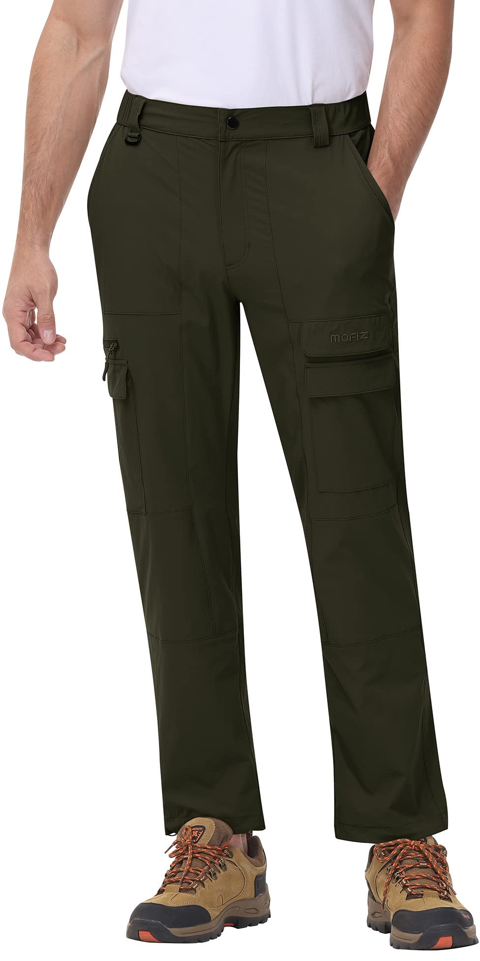 MoFiz Men's Cargo Hiking Pants - Lightweight Quick-Dry Water-Resistant Utility Work Pants with 7 Pockets for Outdoor Activities, Fishing & Hiking