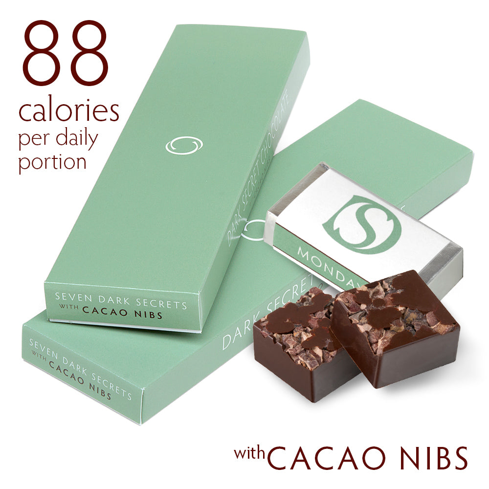 Organic Dark Chocolate with Cacao Nibs - 2 Pack (14-Day Supply) | Premium Vegan Snacks for Weight Loss & Energy Boost | Perfect for Office, Gym & Gift Giving