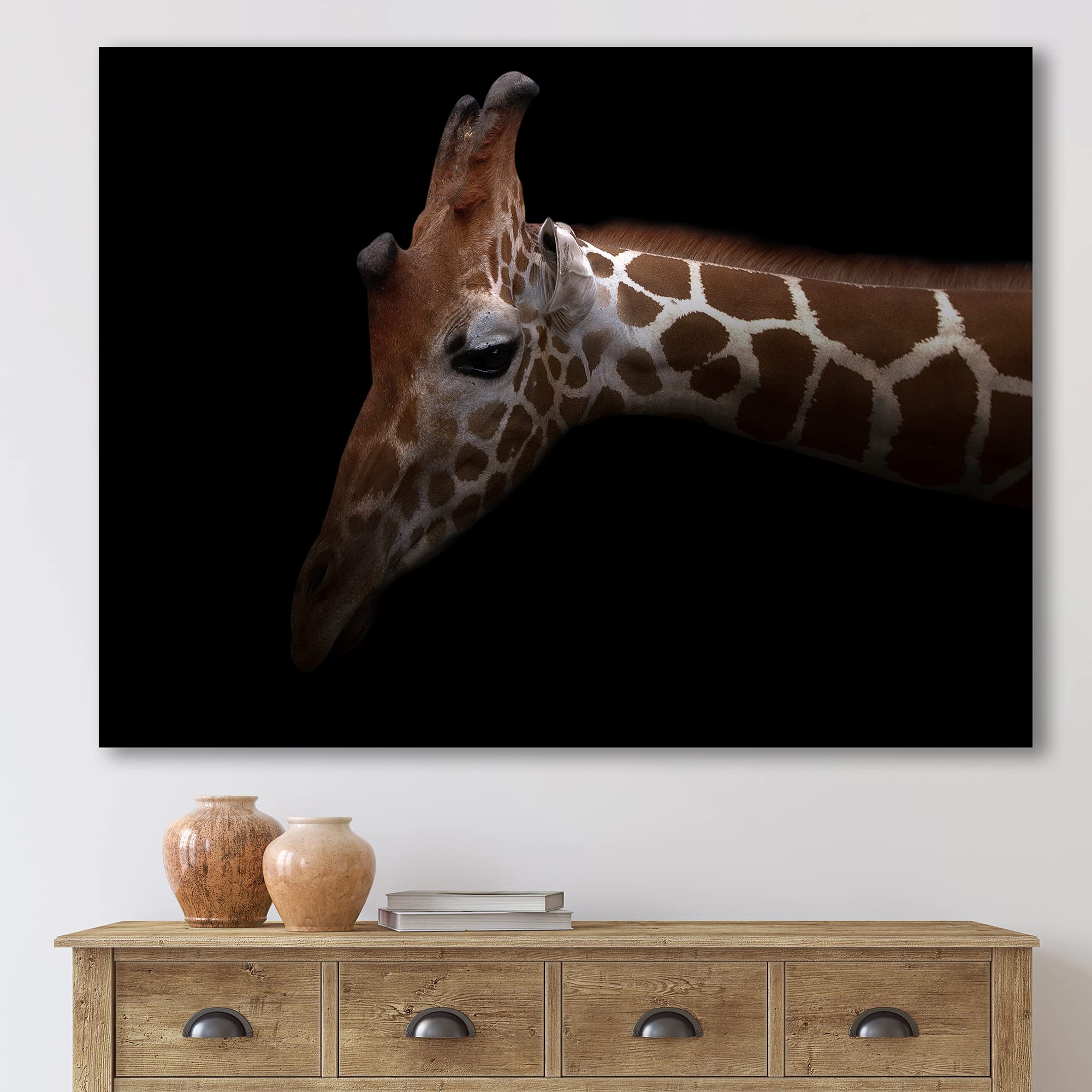 Giraffe Portrait IV - Farmhouse Canvas Wall Art Decor for Living Room, Bedroom & Office - Modern Animal Print Home Decor