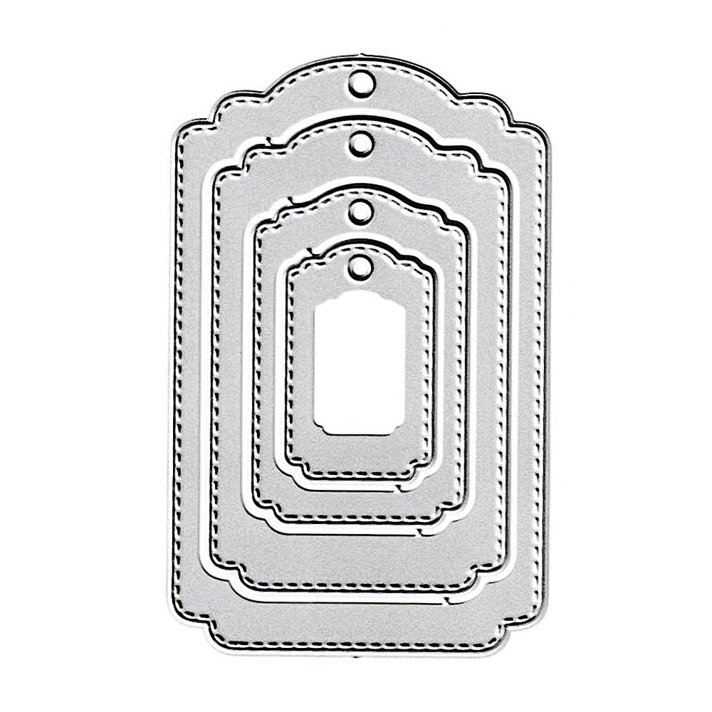 Premium Metal Cutting Dies Set - 4 Banner & Hanging Tags Layering Dies for Card Making, Scrapbooking, DIY Crafts | Embossing Stencils & Templates for Greeting Cards, Albums, Paper Decorations | Perfect for Wedding Invitations, Gift Tags & Home Decor Projects