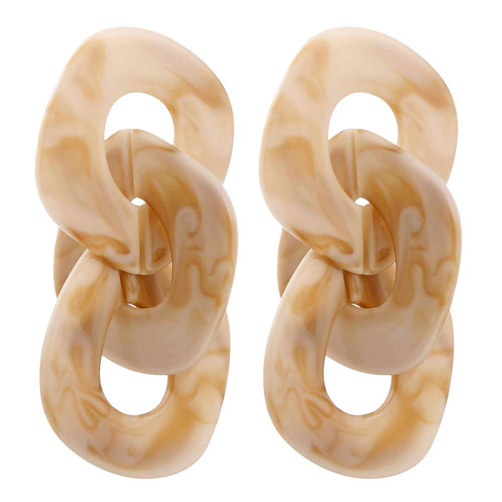 Trendy Chain Link Acrylic Pendant Stud Earrings for Women & Girls - Unique Beige Party Jewelry Gift for Date Night, Weddings & Special Occasions