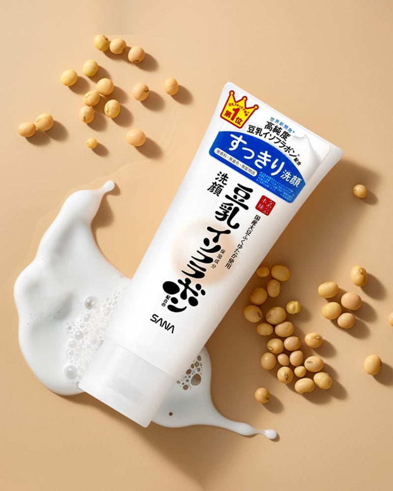 SANA Nameraka Isoflavone Soy Milk Moisture Cleansing Face Wash - Hydrating & Gentle Foam Cleanser for Dry & Sensitive Skin - Perfect for Morning & Night Skincare Routine