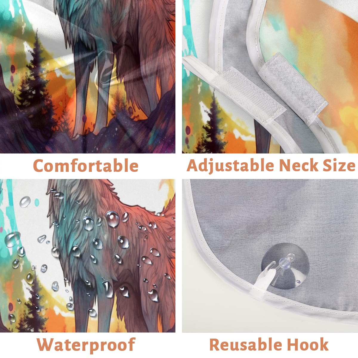 Men's Roaring Wolf Beard Shaving Bib - Waterproof Hair Dye Apron for Barbers & Stylists - Makeup & Haircut Cape with Sink Catcher - Perfect Gift for Beard Trimming & Lineup - Great for Home Grooming & Salon Use