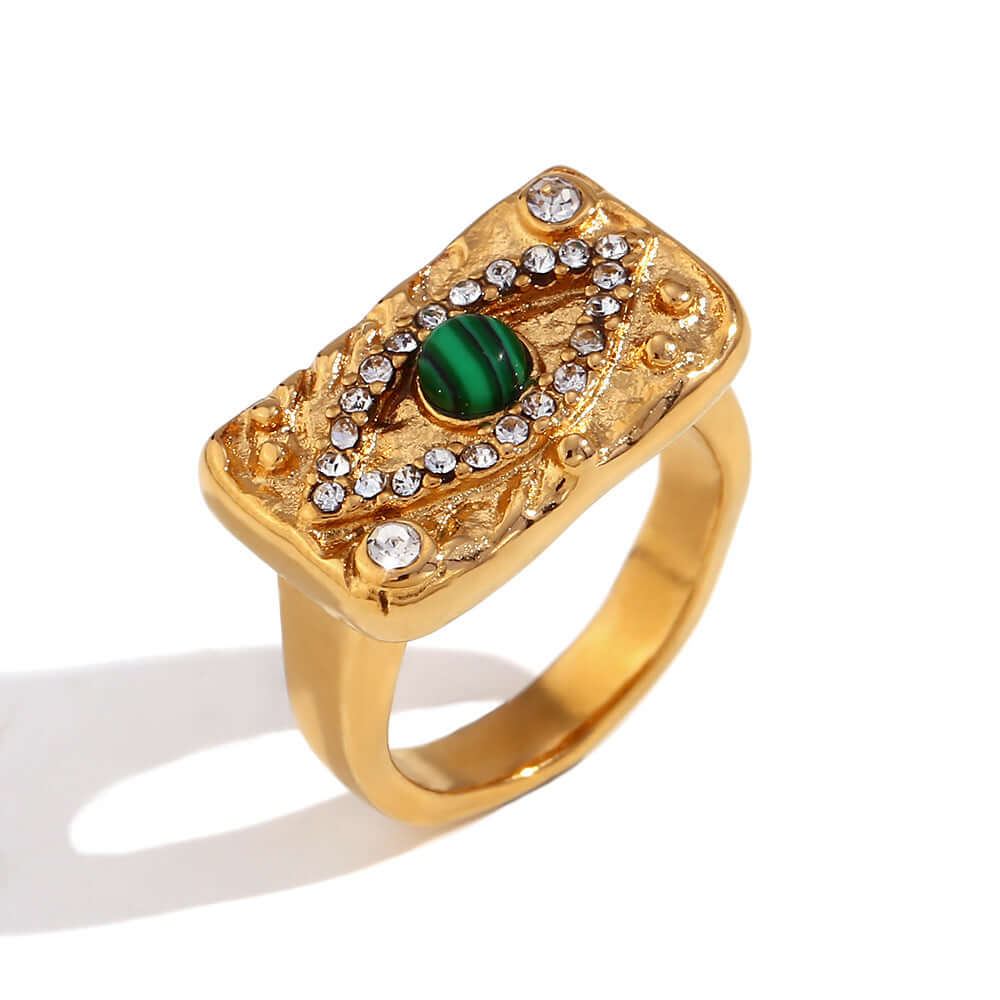 18K Gold Evil Eye Turkish Thumb Ring for Women - Elegant Cocktail Statement Ring (JDR002) | Perfect for Parties, Weddings & Boho Fashion