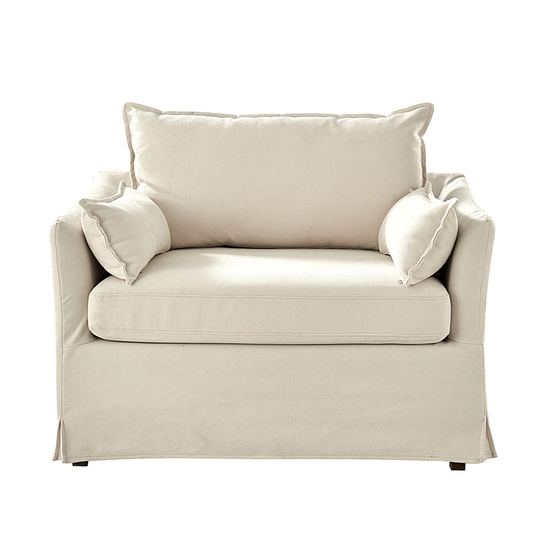 Comfortable Miles Slipcovered Armchair with Large Ottoman - Perfect for Living Room, Bedroom, or Home Office Relaxation