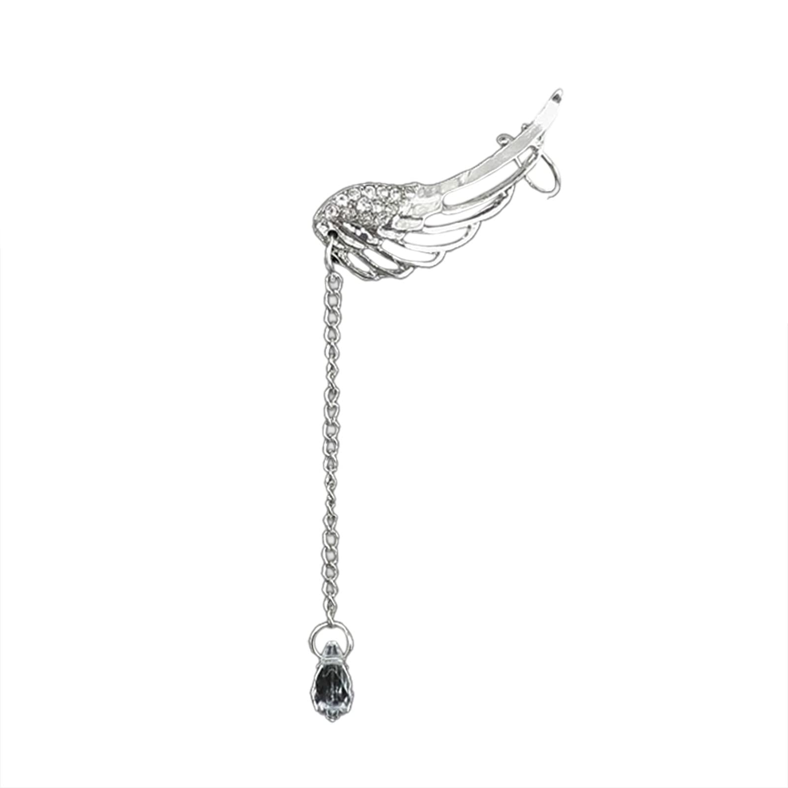 Angel Wing Shape Earrings for Women - No Piercing Zircon Butterfly Clip Earrings - Rhinestone Cuff Wrap Earrings - Statement Heart Ear Jewelry - Perfect for Parties, Weddings & Everyday Wear