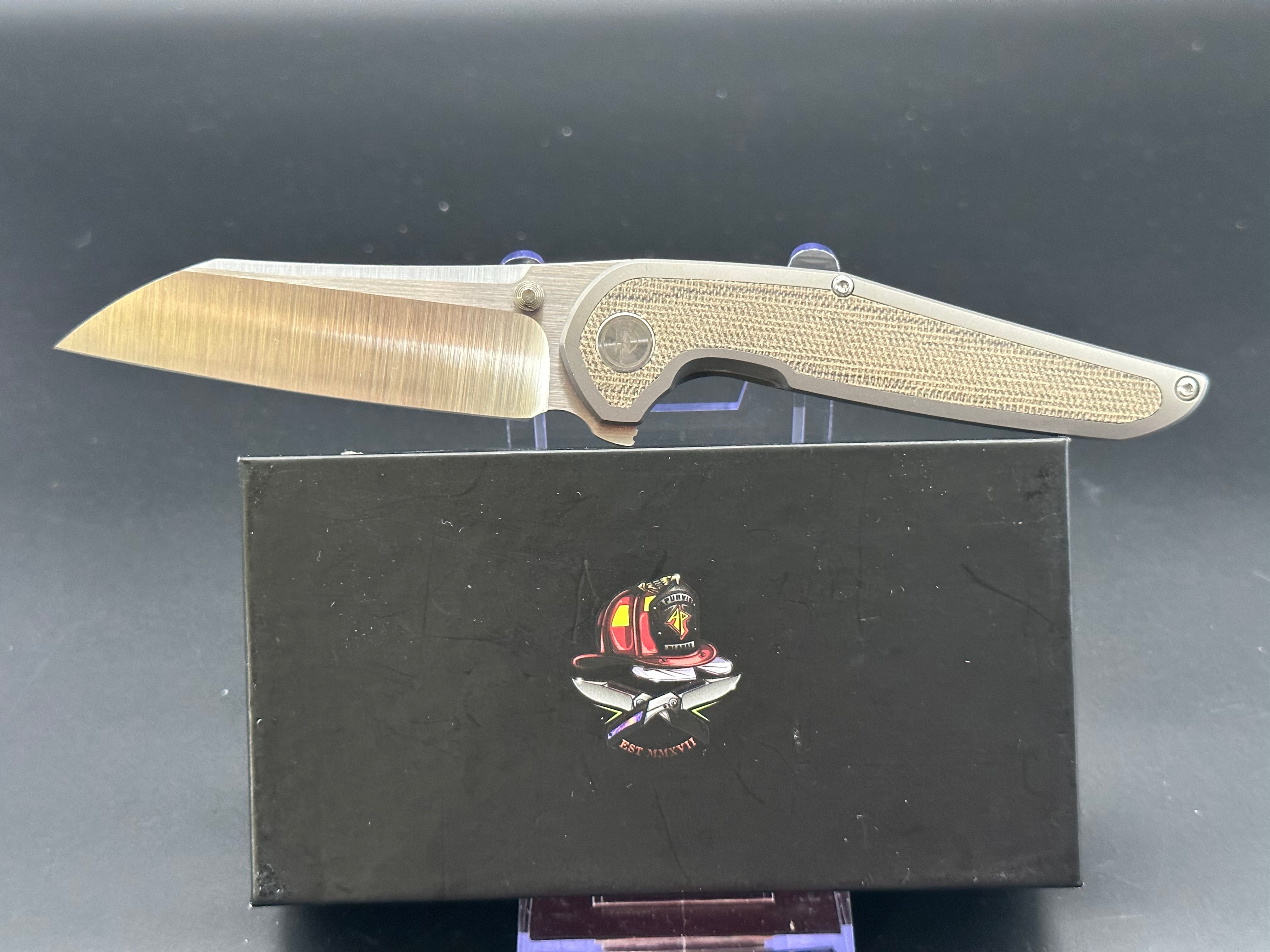 Purvis Progeny Folding Knife - Satin Green Micarta Handle - EDC Pocket Knife for Outdoor, Camping, and Everyday Carry