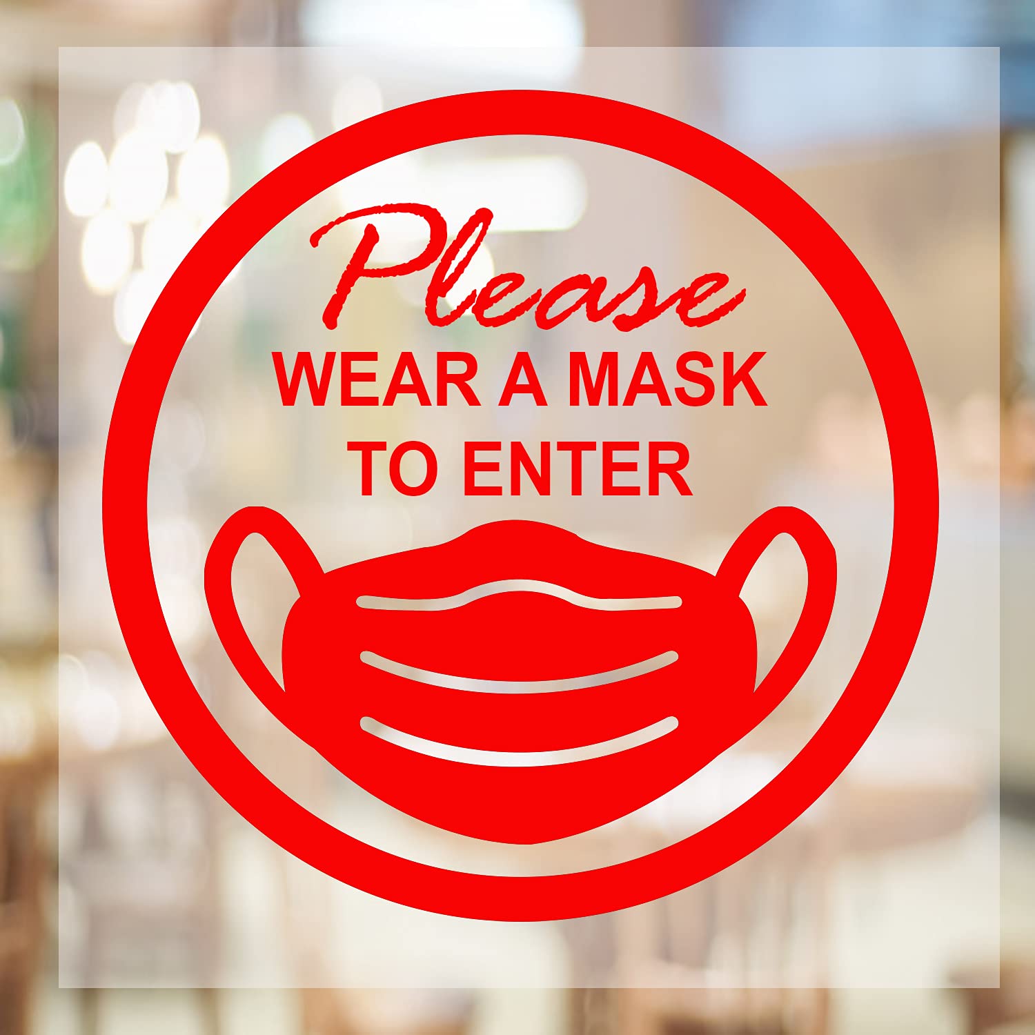 Allure Auto® 'Please Wear Face Mask to Enter' Window Decal Sticker - 10