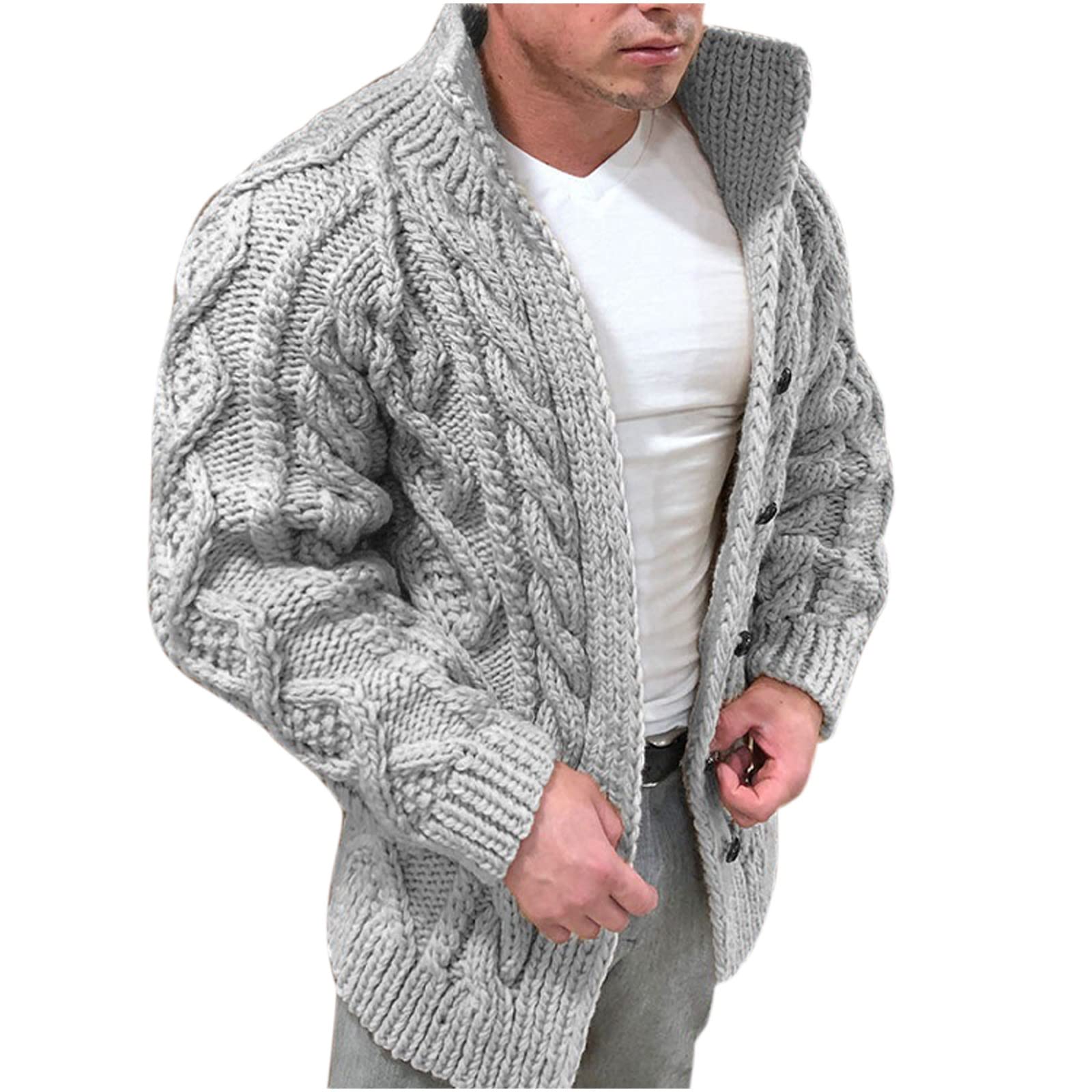 Vintage Cable Knit Cardigan Sweater for Men - Button Down Long Sleeve Casual Knitwear | Perfect for Fall, Winter & Office Wear