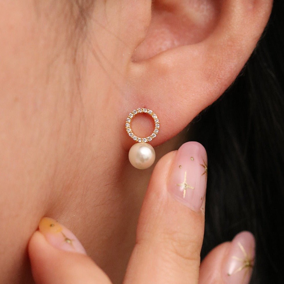 Elegant Circle Pearl Drop Earrings for Women - Perfect for Weddings, Parties & Special Occasions