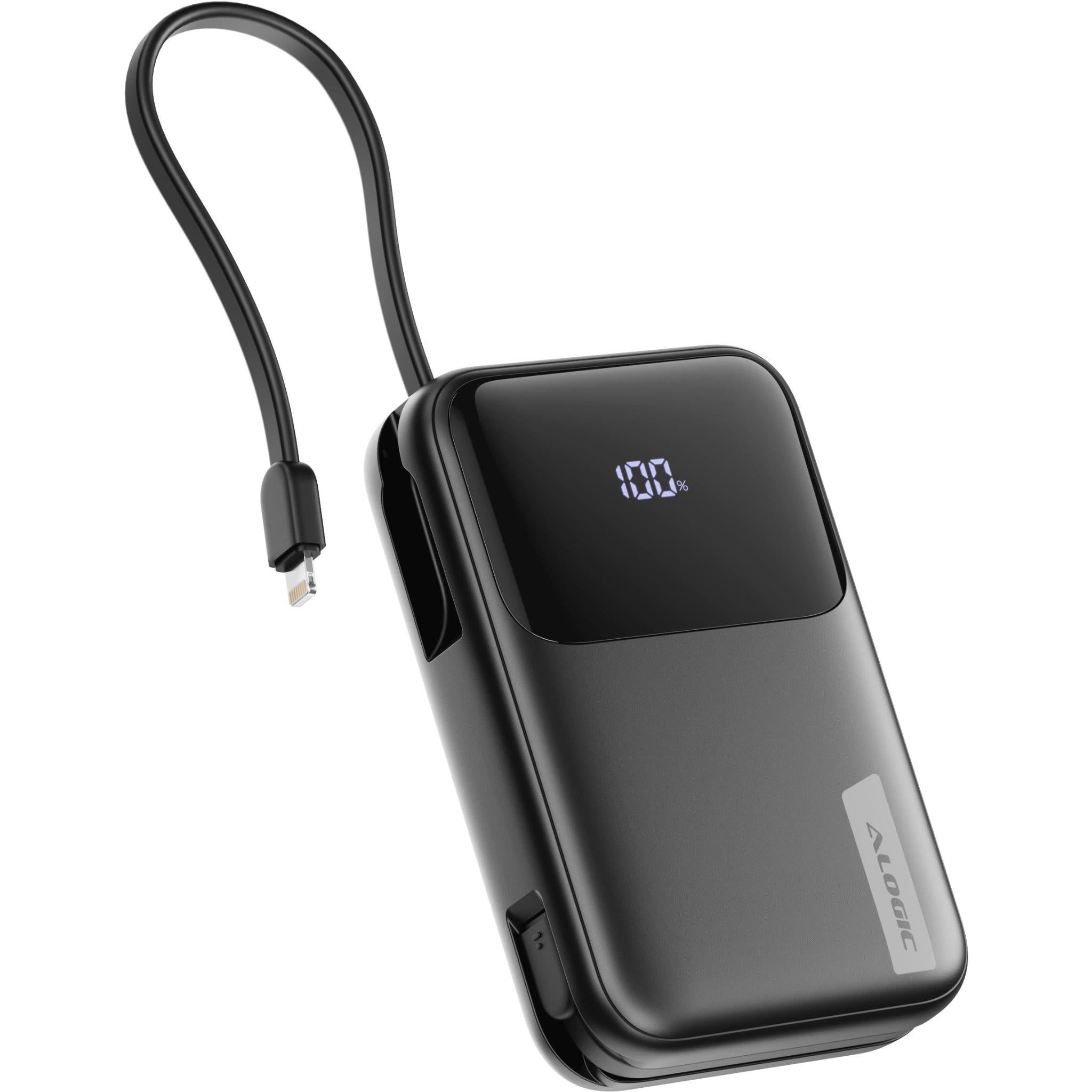 ALOGIC 20K 30W Fast Charging Power Bank with USB-C & Lightning Ports - 20000mAh Portable Charger for iPhone, Android, iPad (Black) | Perfect for Travel, Camping & Emergency Backup Power