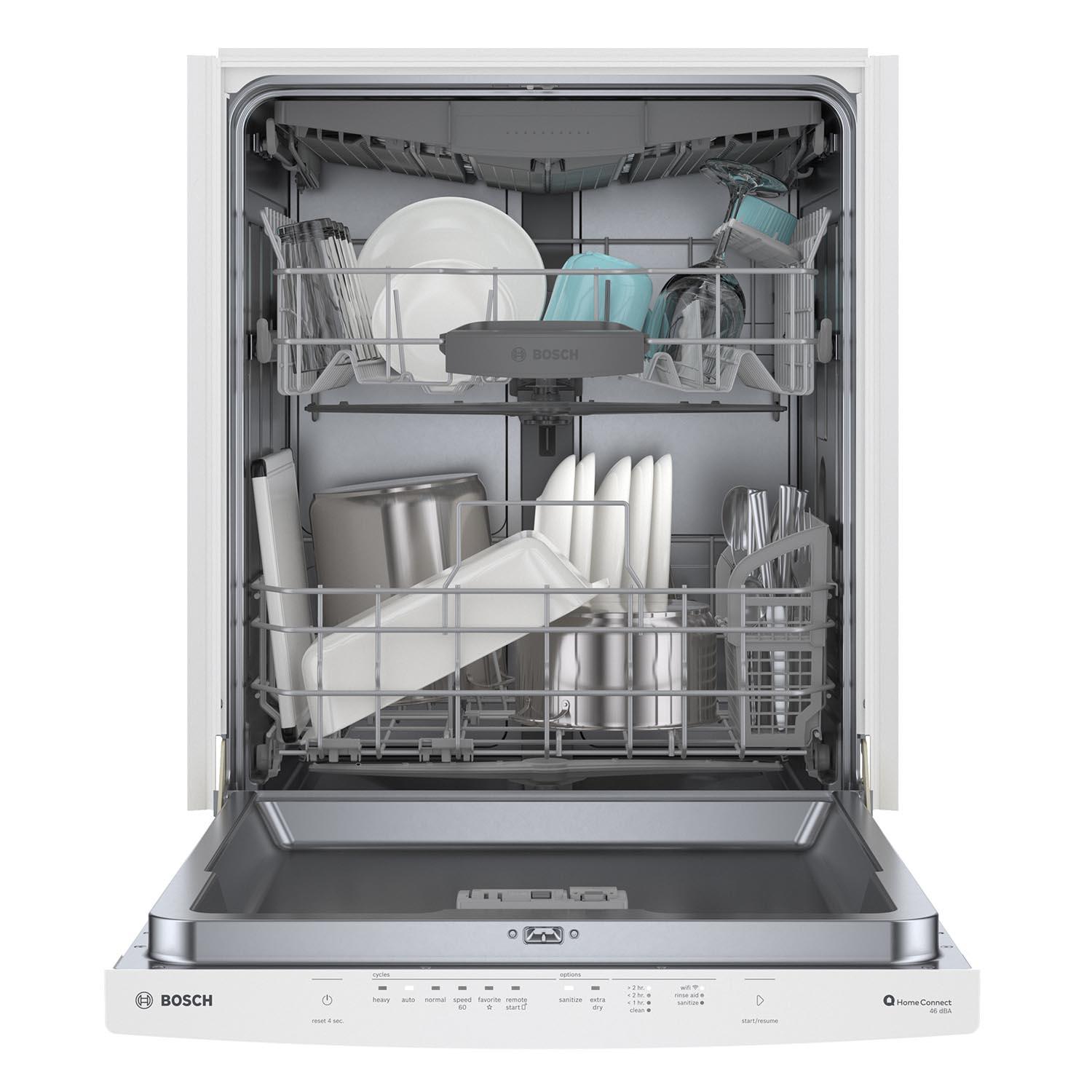 Bosch White 24 Inch Smart Dishwasher with Home Connect & Third Rack - SHS53CM2N | Energy Efficient, Ultra Quiet for Modern Kitchens & Open Concept Homes