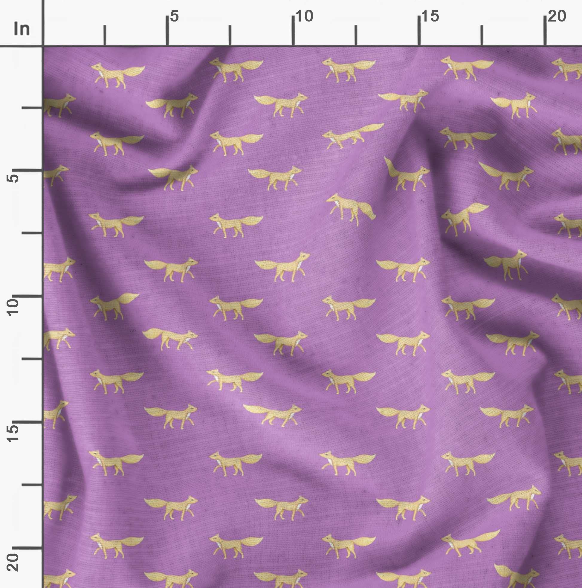 Soimoi Moss Georgette Brown Fabric by The Yard - 42 Inch Wide Fox Animal Print Material - Nature-Inspired Printed Fabric for Dresses, Scarves & Home Decor