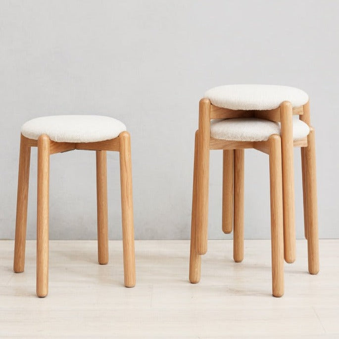 Solid Oak Wood Makeup Stool - Durable & Stylish Vanity Seat for Bedroom, Bathroom, or Dressing Room