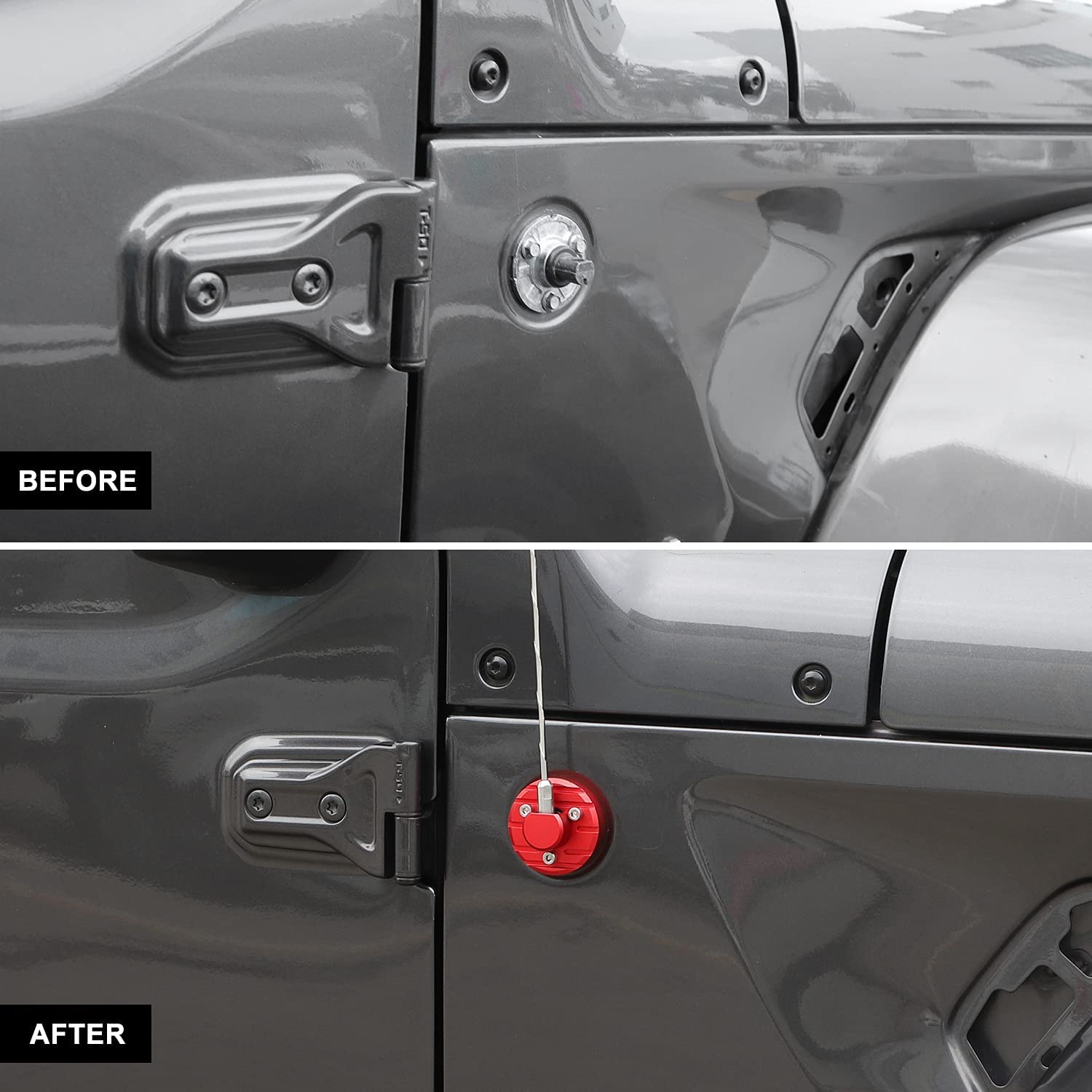 CheroCar Aluminum AM/FM Antenna Base Replacement for 2007-2021 Jeep Wrangler JL JLU JK JKU & Gladiator JT - Durable Red Upgrade (Off-Road, Daily Driving, Car Shows)