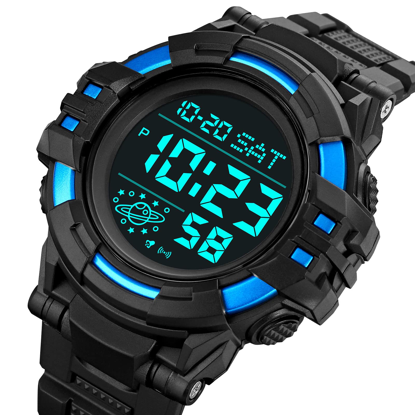 Gosasa Men's Digital Sports Watch - Waterproof LED Stopwatch with Countdown, 12/24 Hour Display & Multifunction for Running, Gym, Outdoor Activities | Perfect for Athletes & Fitness Enthusiasts