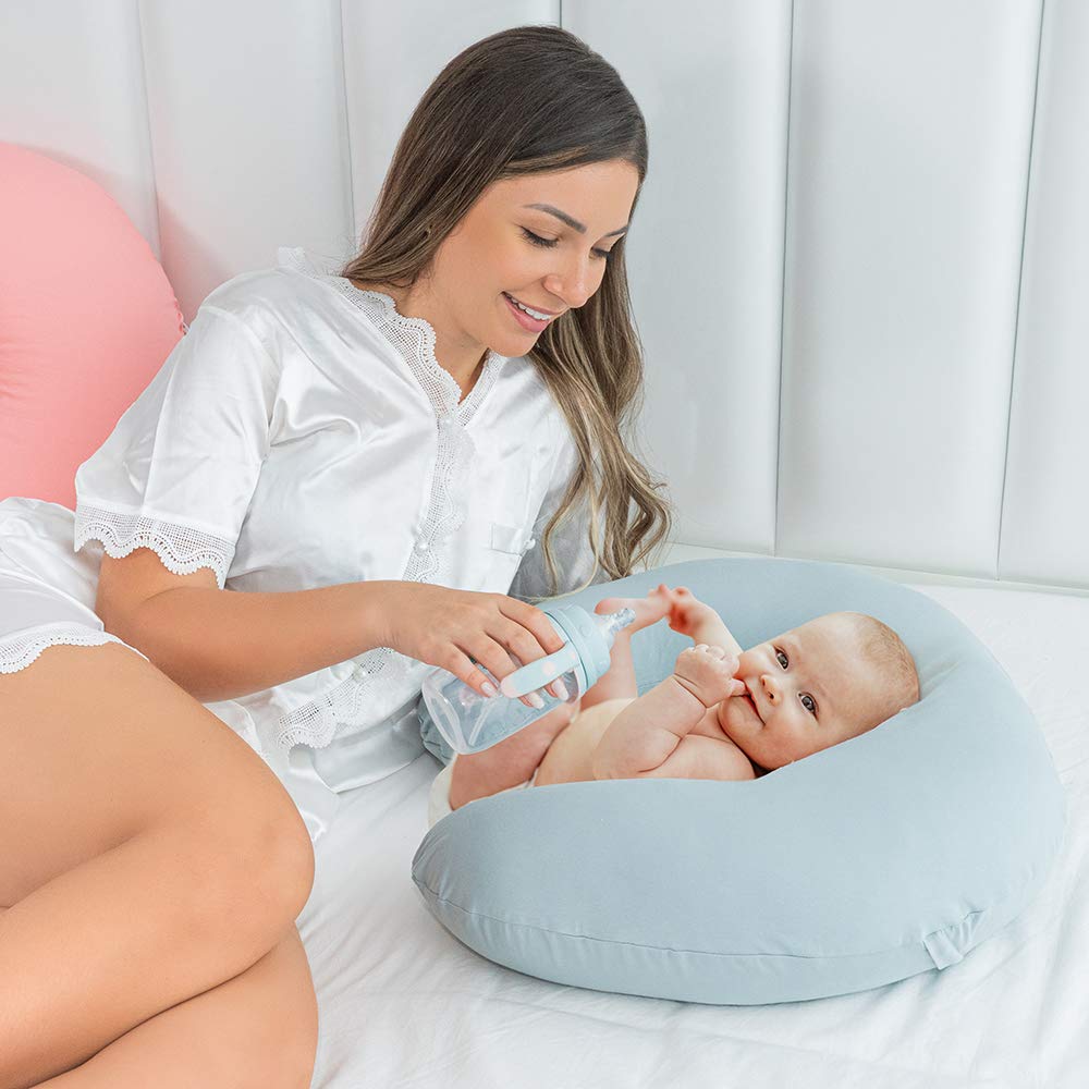 Breastfeeding Pillow with 2 Removable Washable Covers - Nursing Support Pillow for New Moms & Babies - Comfortable Feeding & Lounging Pillow - Perfect for Nursing, Bottle Feeding & Tummy Time