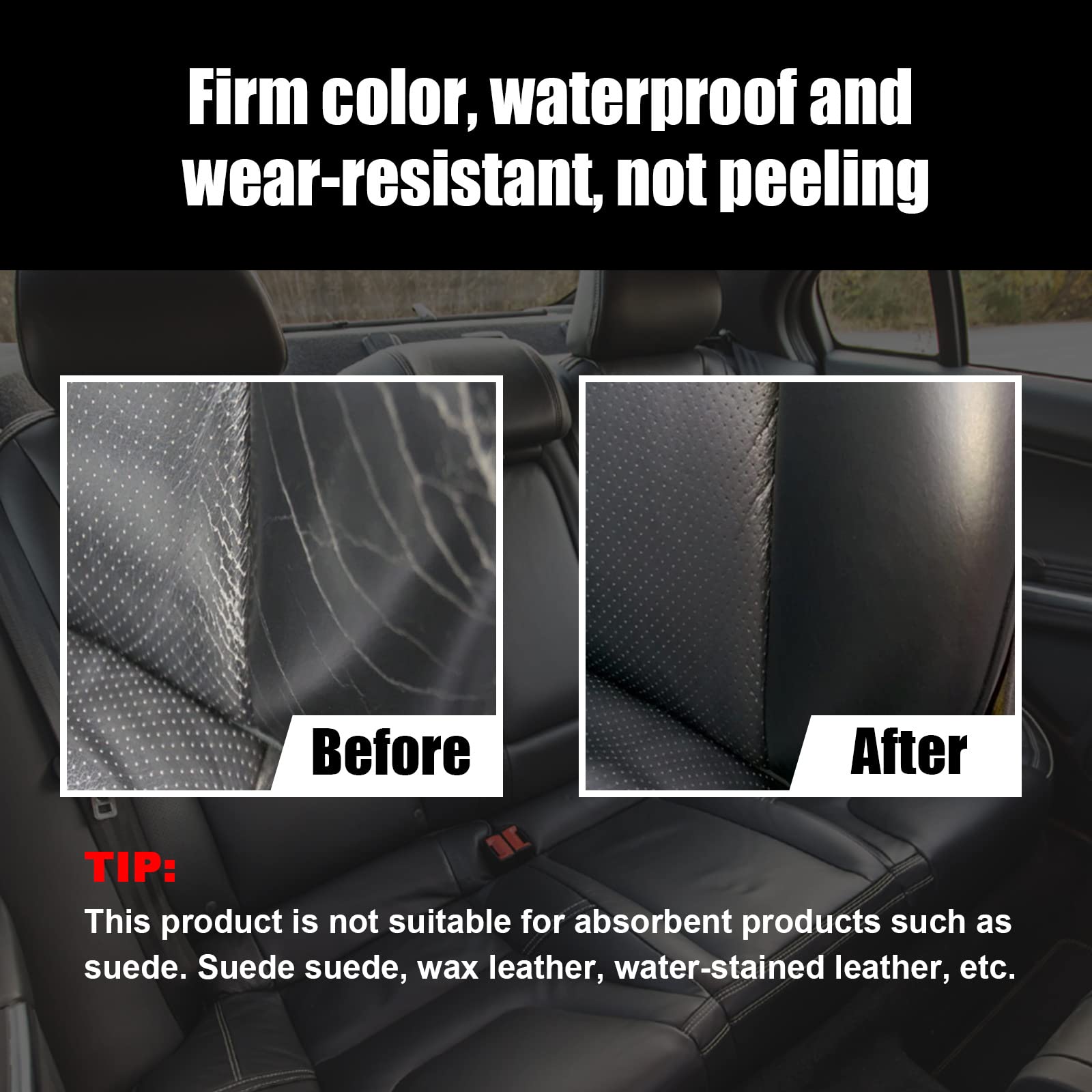 Vinyl Leather Paint Repair Kit - Black & White Leather Repair Kit for Furniture, Couch, Car Seats | Waterproof Leather Repair Gel for Scratches, Cracks & Tears | Multi-Purpose Leather Restoration Kit for Home & Automotive Use