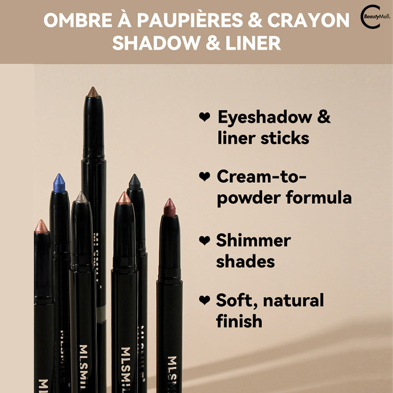 MLSMILE 8 Color Shimmer Eyeshadow Sticks - Long Lasting Waterproof Eye Makeup for Women, Easy to Apply Cream Eyeshadow for Day & Night Looks - Perfect for Parties, Weddings and Everyday Wear