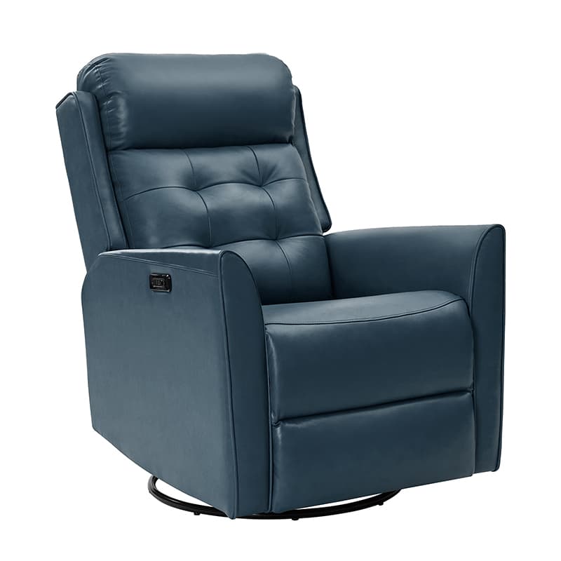 Felisa Genuine & PVC Leather Power Swivel Recliner Chair - Adjustable Electric Massage Recliner with USB Ports for Living Room, Home Theater, and Office Relaxation