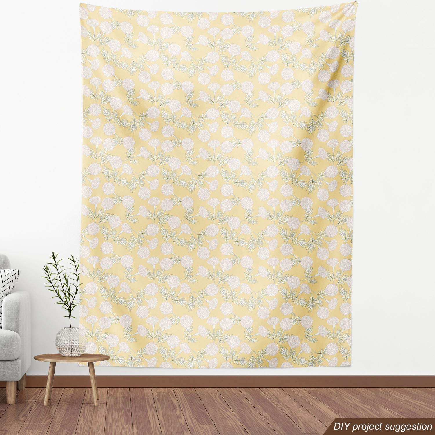 Ambesonne Floral Fabric by The Yard - Spring Clove Flower Print Upholstery Fabric for Sofa, Curtains & Home Decor (1 Yard, Beige Peach & Khaki) - Perfect for DIY Projects, Pillow Covers & Table Runners