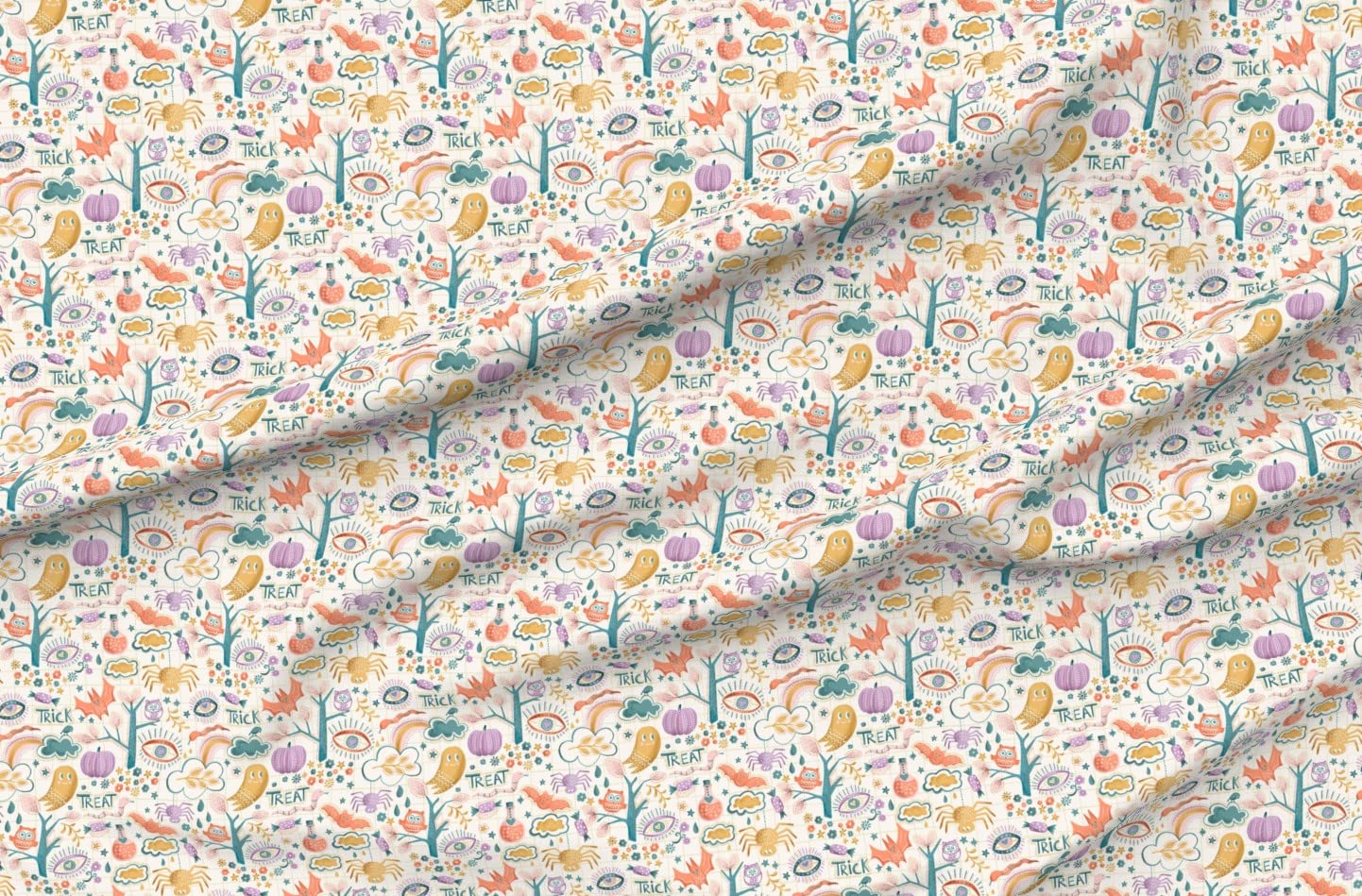 **Halloween Pastel Owl Ghost Printed Minky Fabric by The Yard - Soft Sewing Material for Baby Blankets, Quilt Backing & Plush Toys - Perfect for DIY Costumes, Home Decor & Kids Crafts**