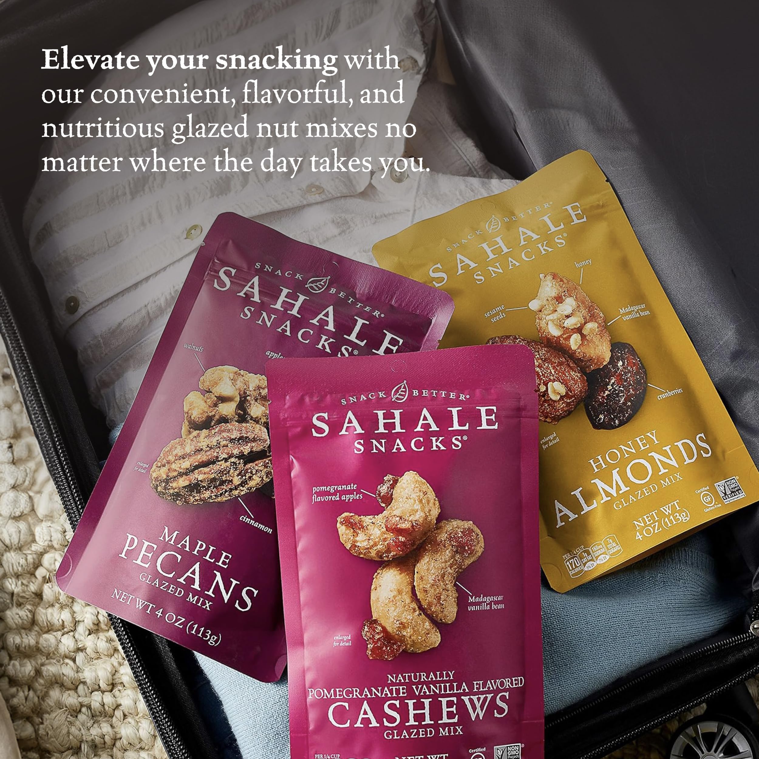 Sahale Snacks Glazed Nut Mix Variety Pack - 4oz (6 Pack) | Gourmet Almonds, Cashews & Pistachios | Healthy Snacks for Office, Travel & Gifts