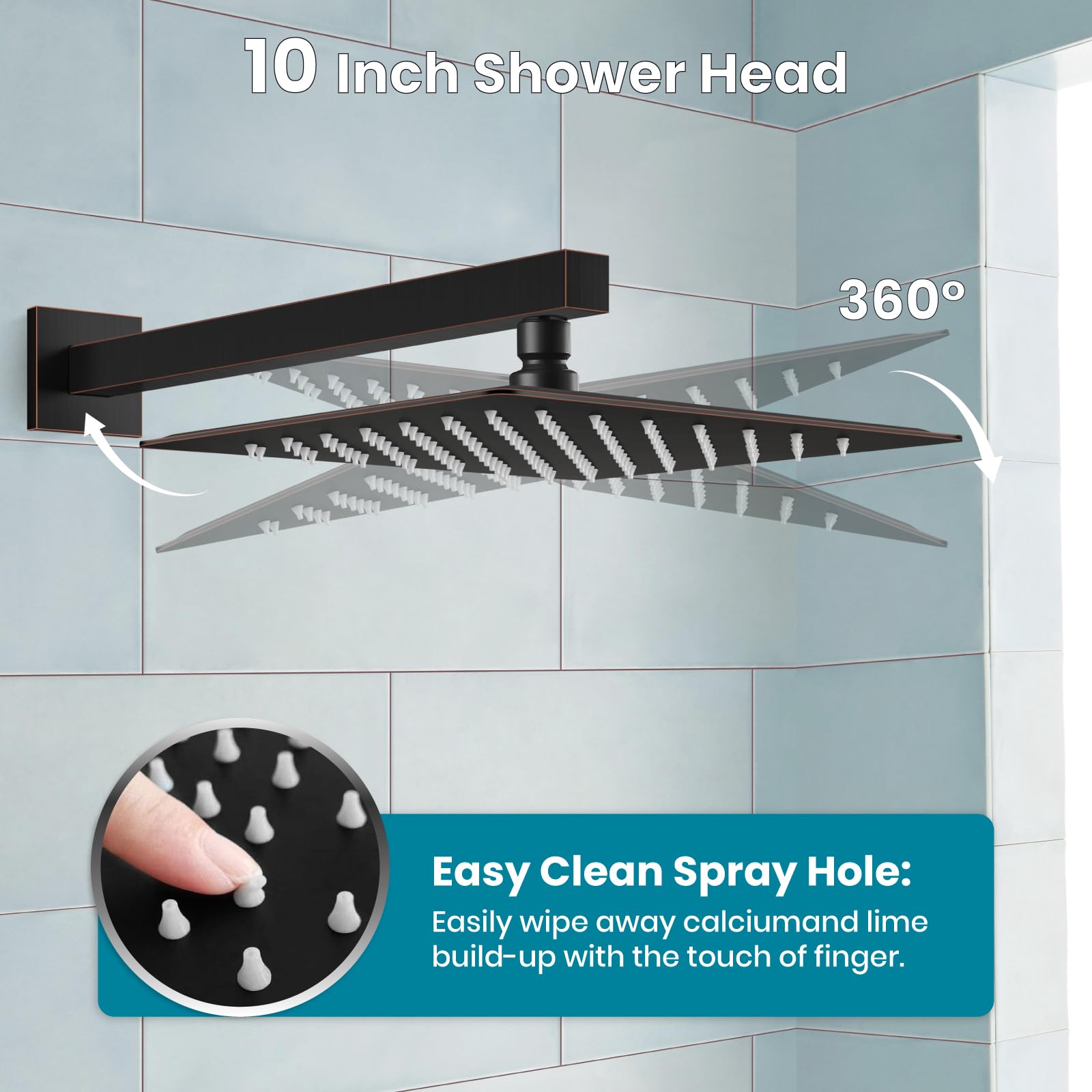 Gotonovo 3-Function Wall Mount Shower System Set with Rainfall Shower Head, Handheld Spray, and Tub Spout - Oil Rubbed Bronze Finish for Bathroom Renovation and Luxury Spa Experience