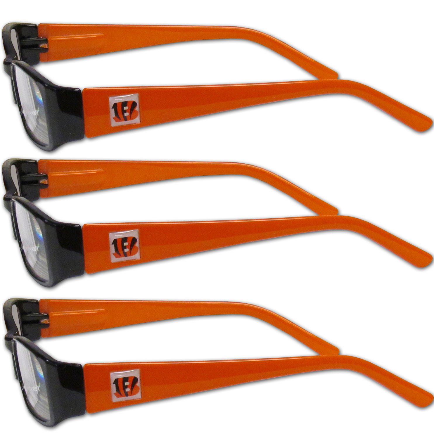 Cincinnati Bengals NCAA Siskiyou Sports Fan Shop Reading Glasses (3 Pack) +1.75 Power - Orange Frames for Football Fans & Book Lovers - Perfect for Game Day, Reading, and Everyday Use