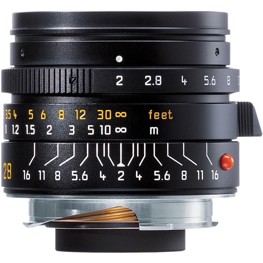 Leica 28mm f/2.0 Summicron-M ASPH Black Lens for M-Mount Cameras - Perfect for Street Photography & Low Light Shooting