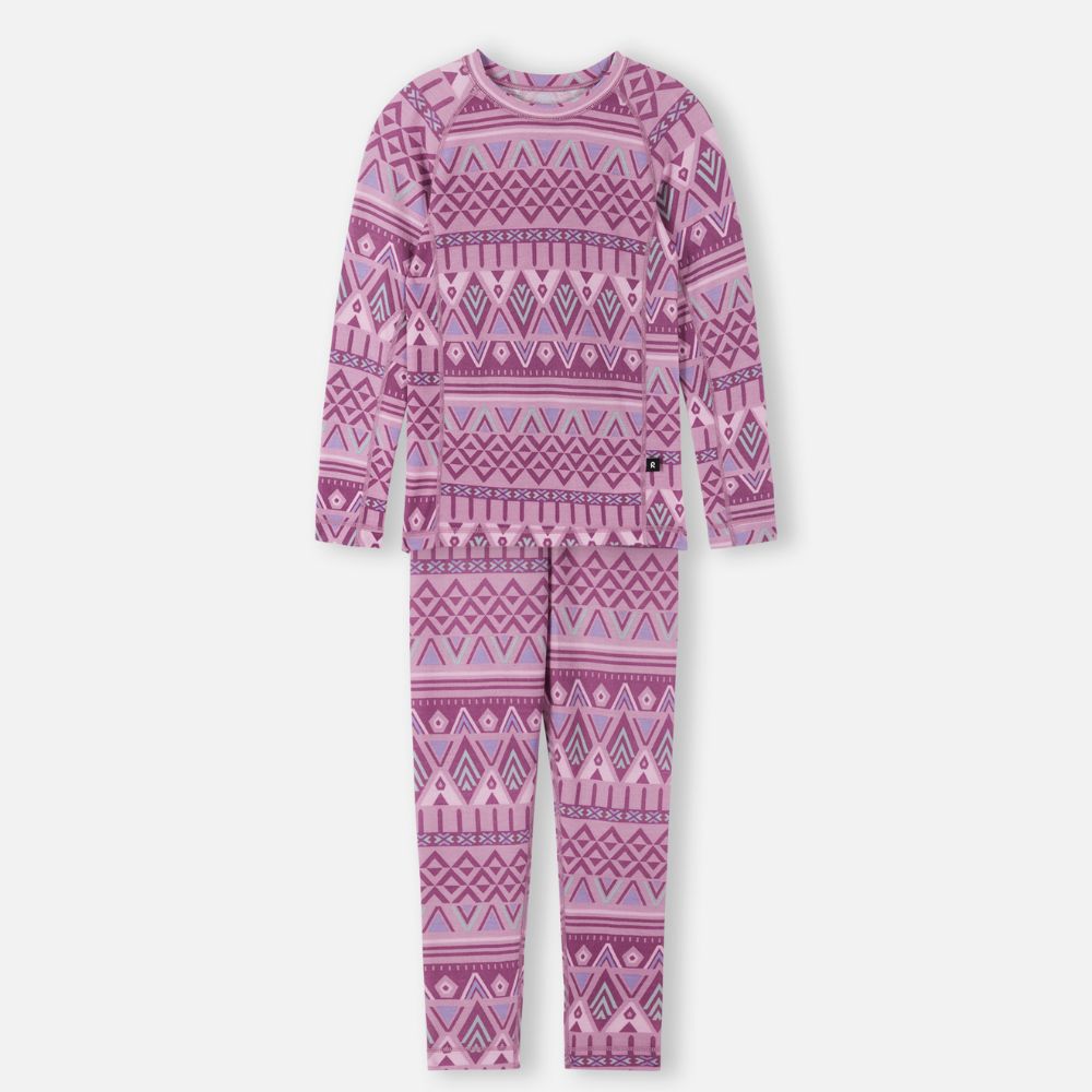Reima Taitoa Girls Thermal Underwear Set - Grey & Pink Winter Base Layer for Cold Weather - Perfect for Skiing, Snowboarding & Outdoor Activities