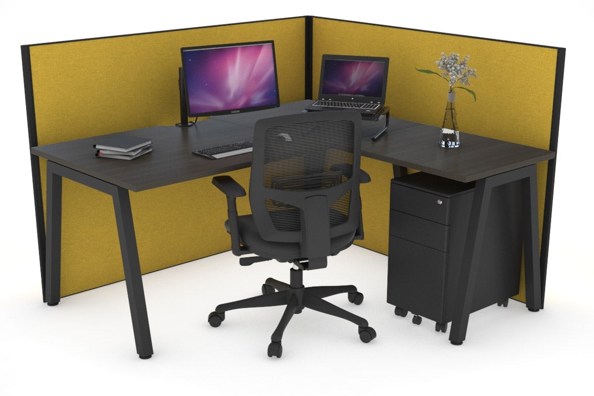 Horizon Quadro A Legs L-Shaped Corner Office Desk - 1400L x 1800W with Cable Management | Modern Home Office & Gaming Desk for Small Spaces